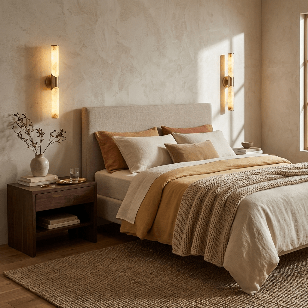 Calcedonia Alabaster Tube Wall Sconce-Neutral Decor