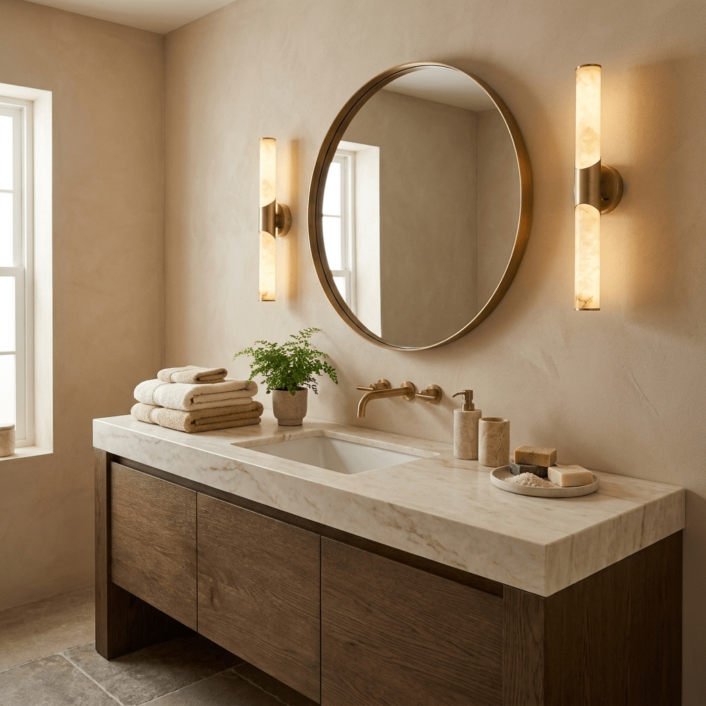 Calcedonia Alabaster Tube Wall Sconce-Neutral Decor