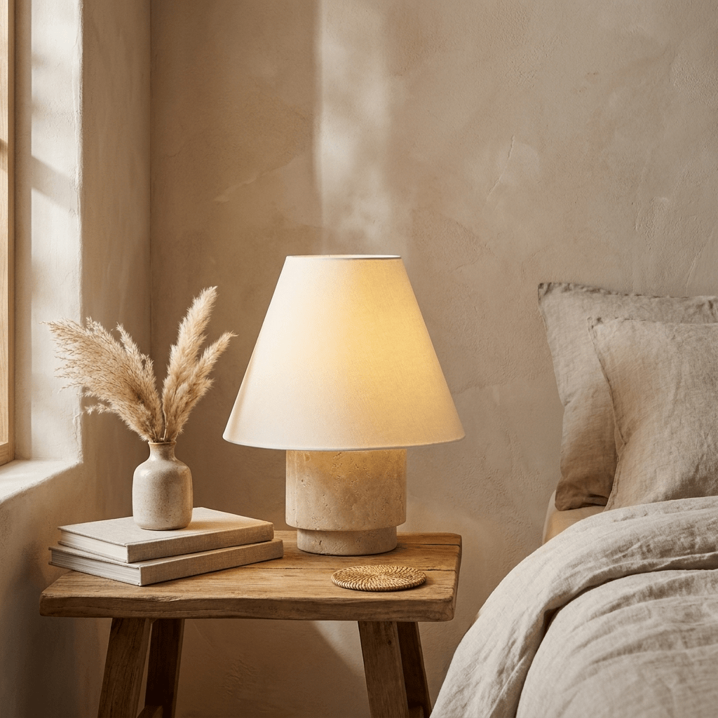 Caldera Travertine Table Lamp-Neutral Decor