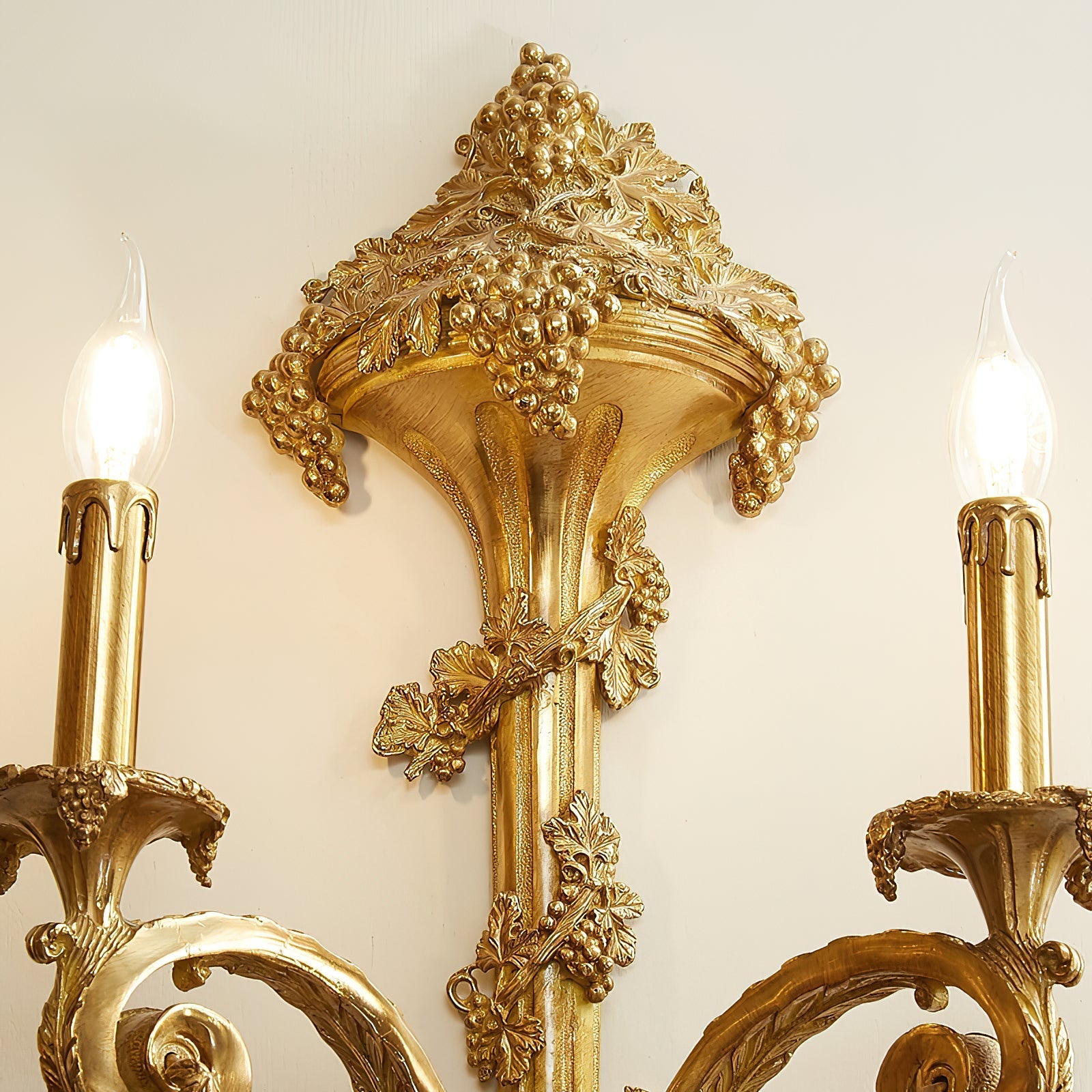 Caldwell Brass Wall Lamp shown with compatible bulb styles (bulbs not included).
