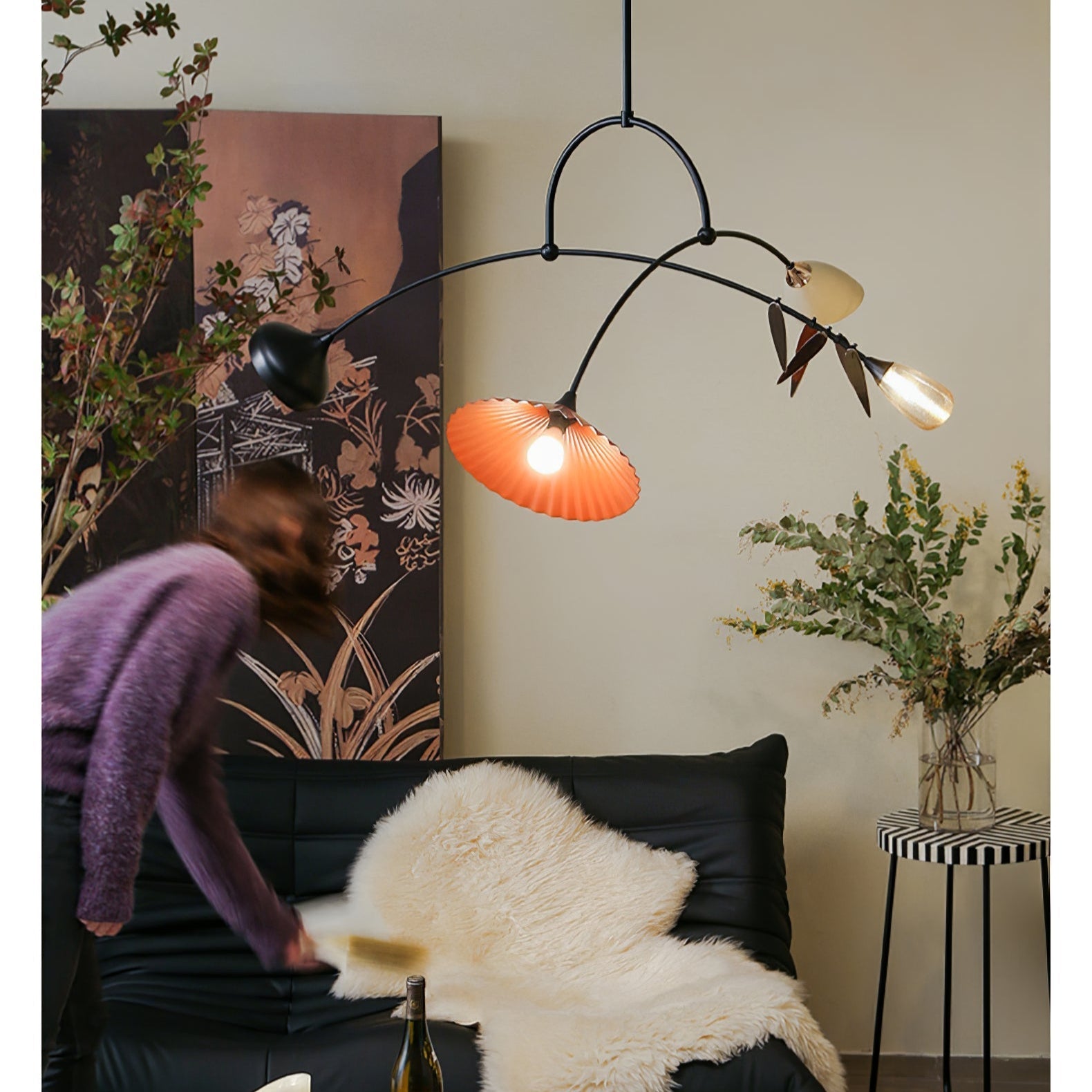 FloraCurv Glass Artisan Pendant Light-Neutral Decor