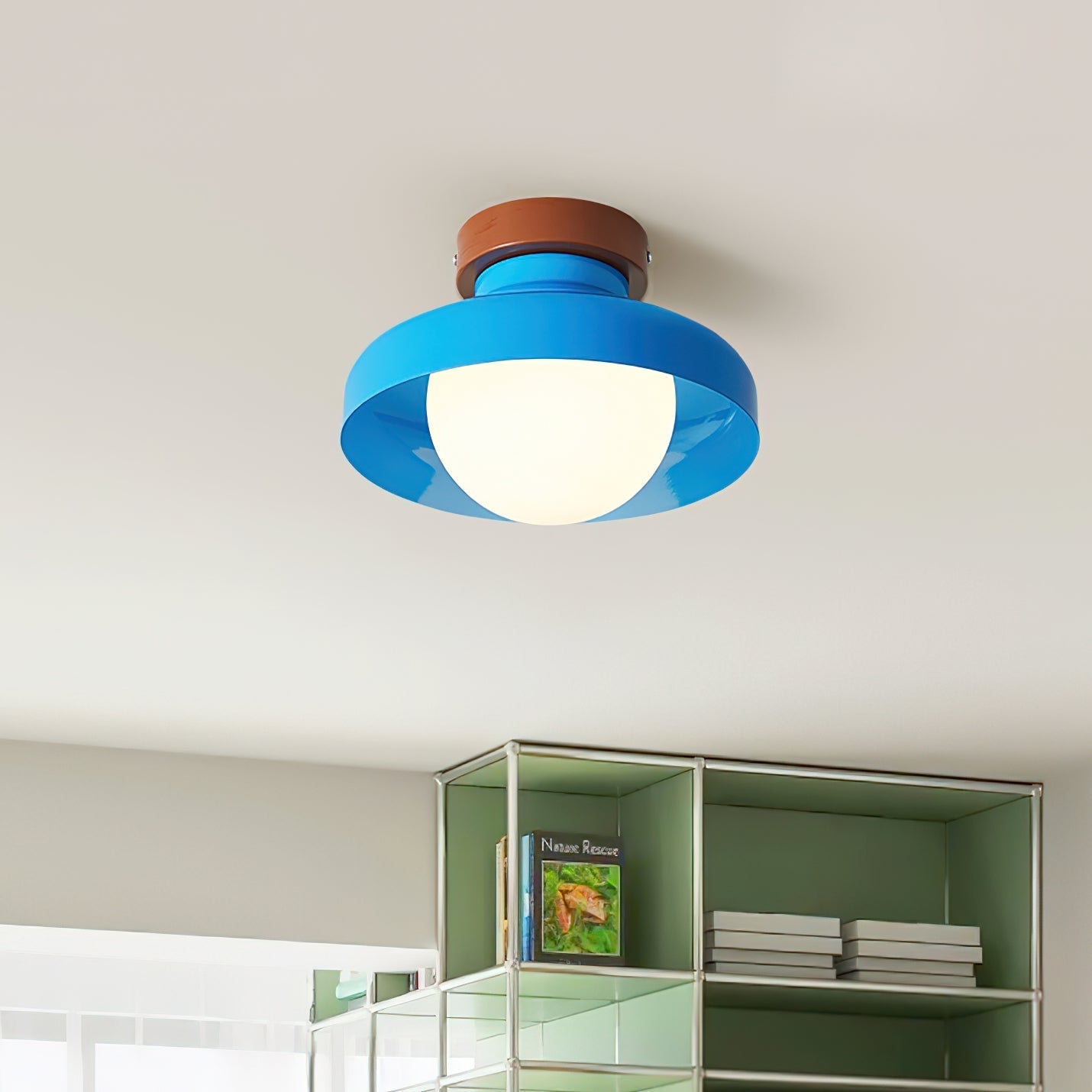 Solvane Blue Metal Flush Mount Ceiling Light