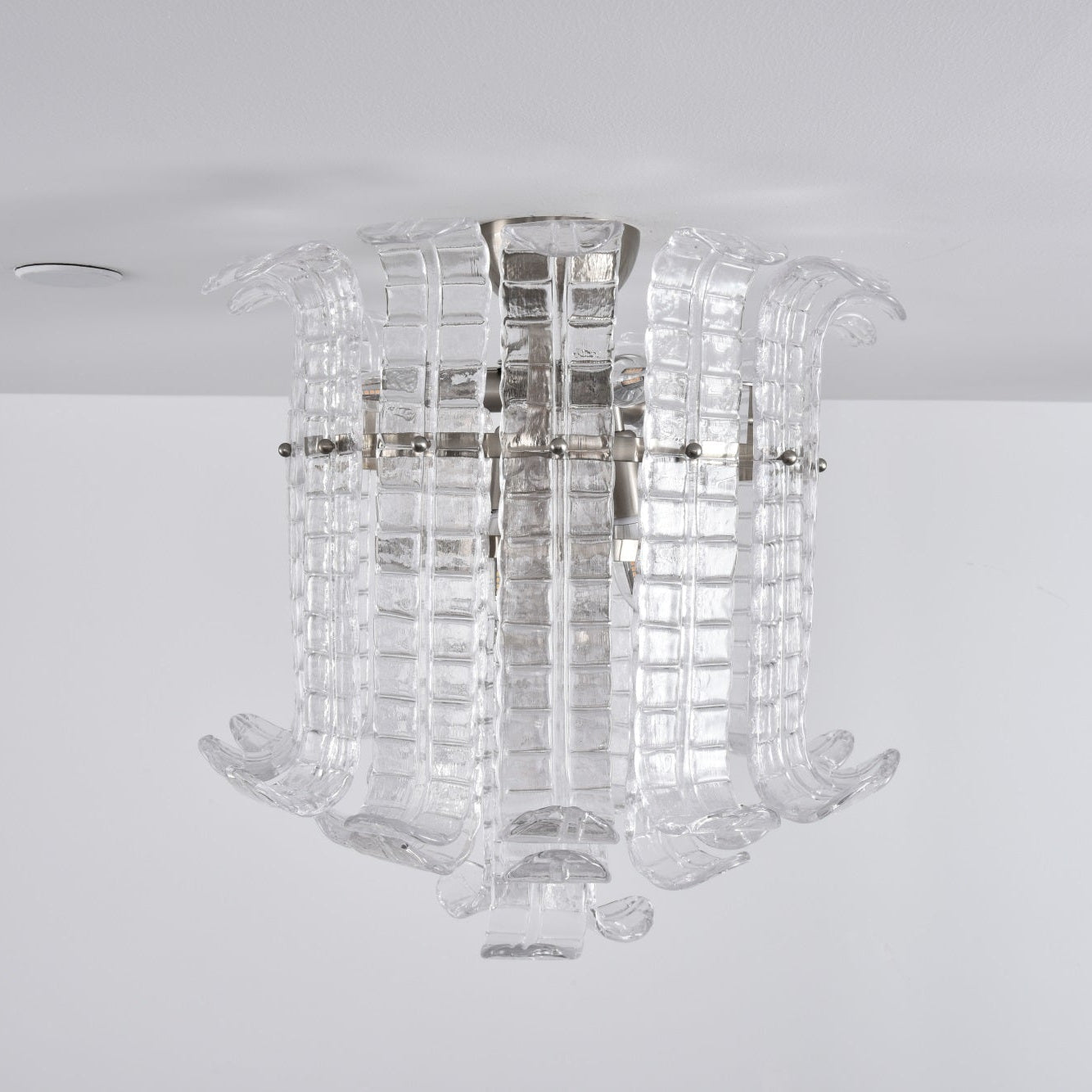 Aurora Ceiling Lamp Clear Murano Glass Flush Mount-Neutral Decor