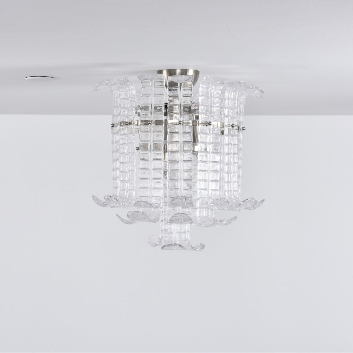 Aurora Ceiling Lamp Clear Murano Glass Flush Mount-Neutral Decor