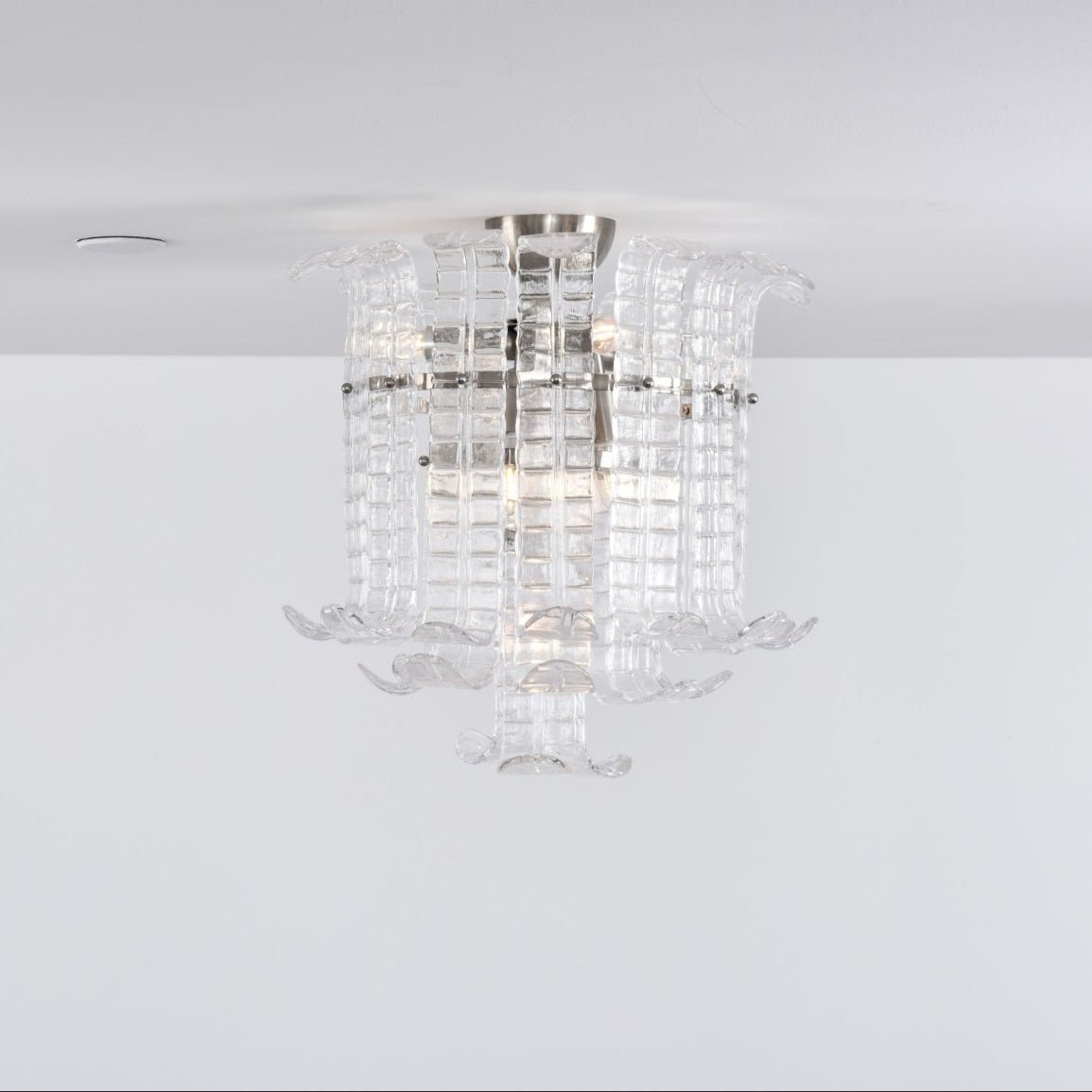 Aurora Ceiling Lamp Clear Murano Glass Flush Mount-Neutral Decor