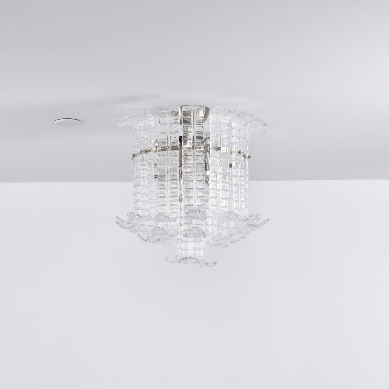 Aurora Ceiling Lamp Clear Murano Glass Flush Mount-Neutral Decor