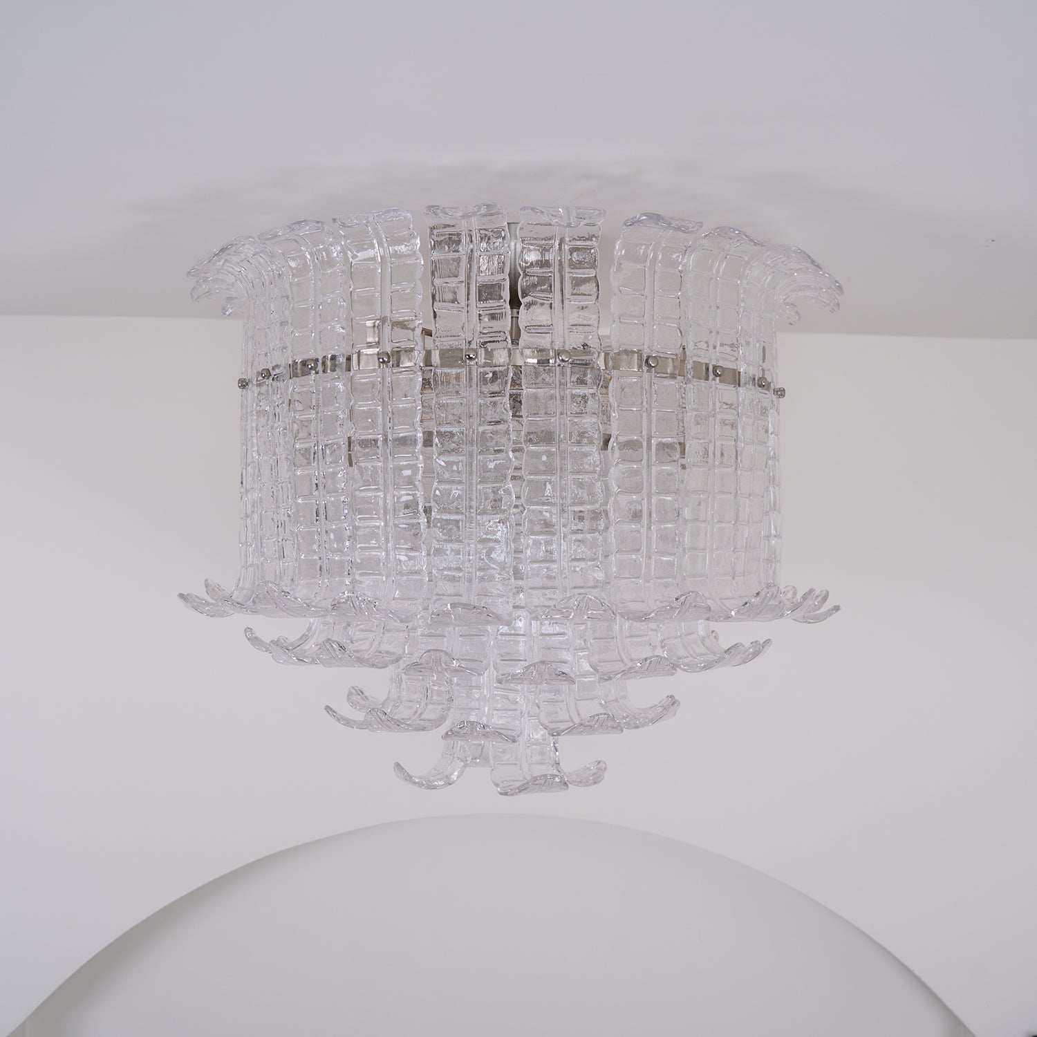 Aurora Ceiling Lamp Clear Murano Glass Flush Mount-Neutral Decor