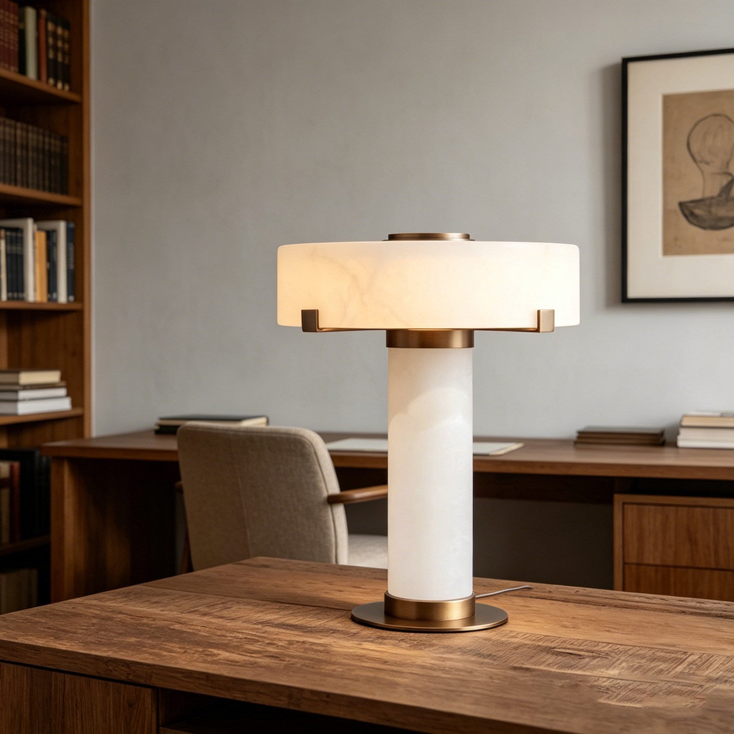 Calix Alabaster Table Lamp-Neutral Decor