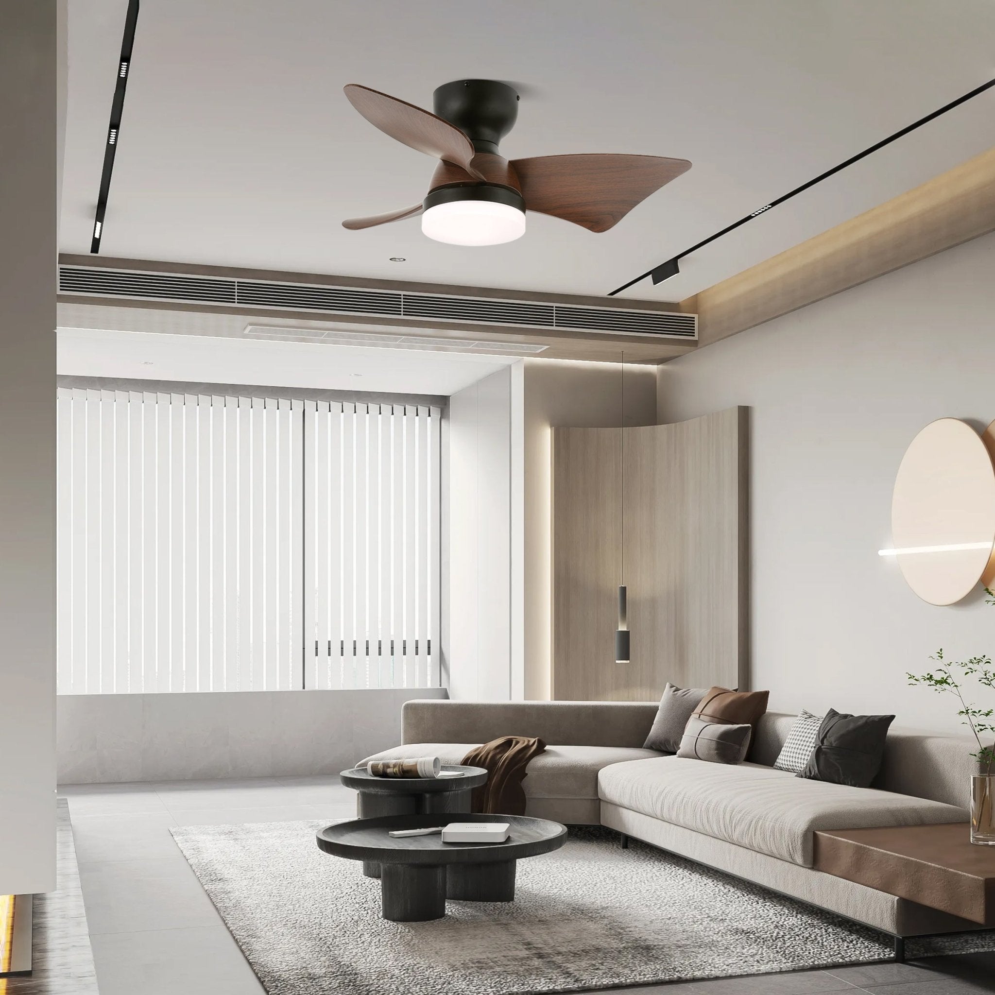 Mirella Silver Wood Ceiling Fan Light-Neutral Decor
