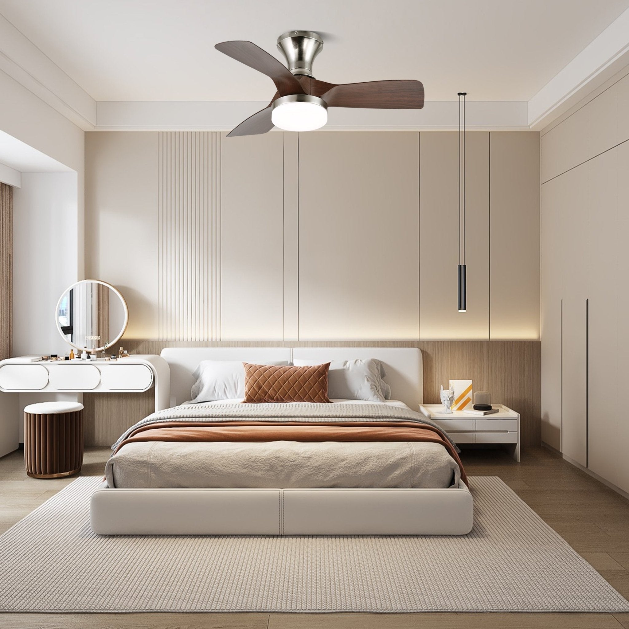 Mirella Silver Wood Ceiling Fan Light-Neutral Decor