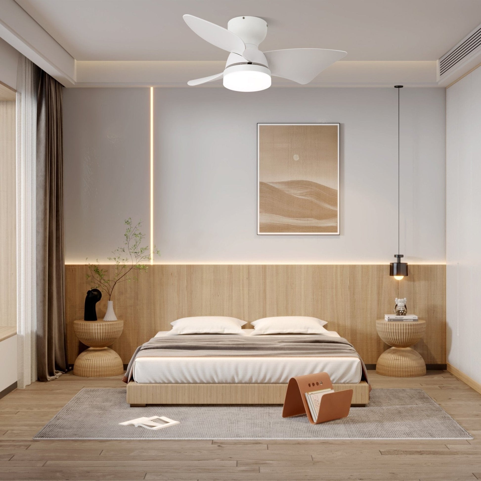 Mirella Silver Wood Ceiling Fan Light-Neutral Decor