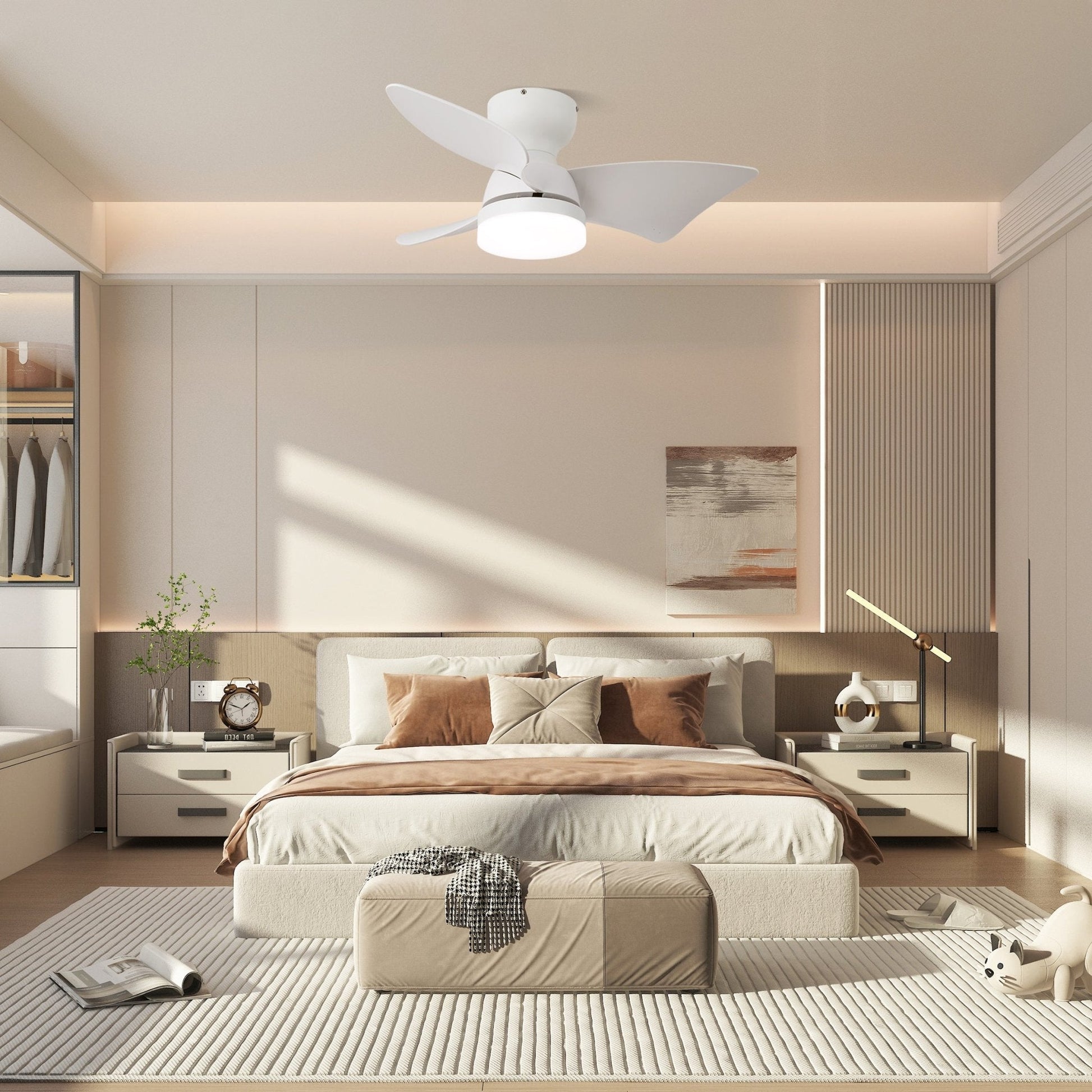 Mirella Silver Wood Ceiling Fan Light-Neutral Decor