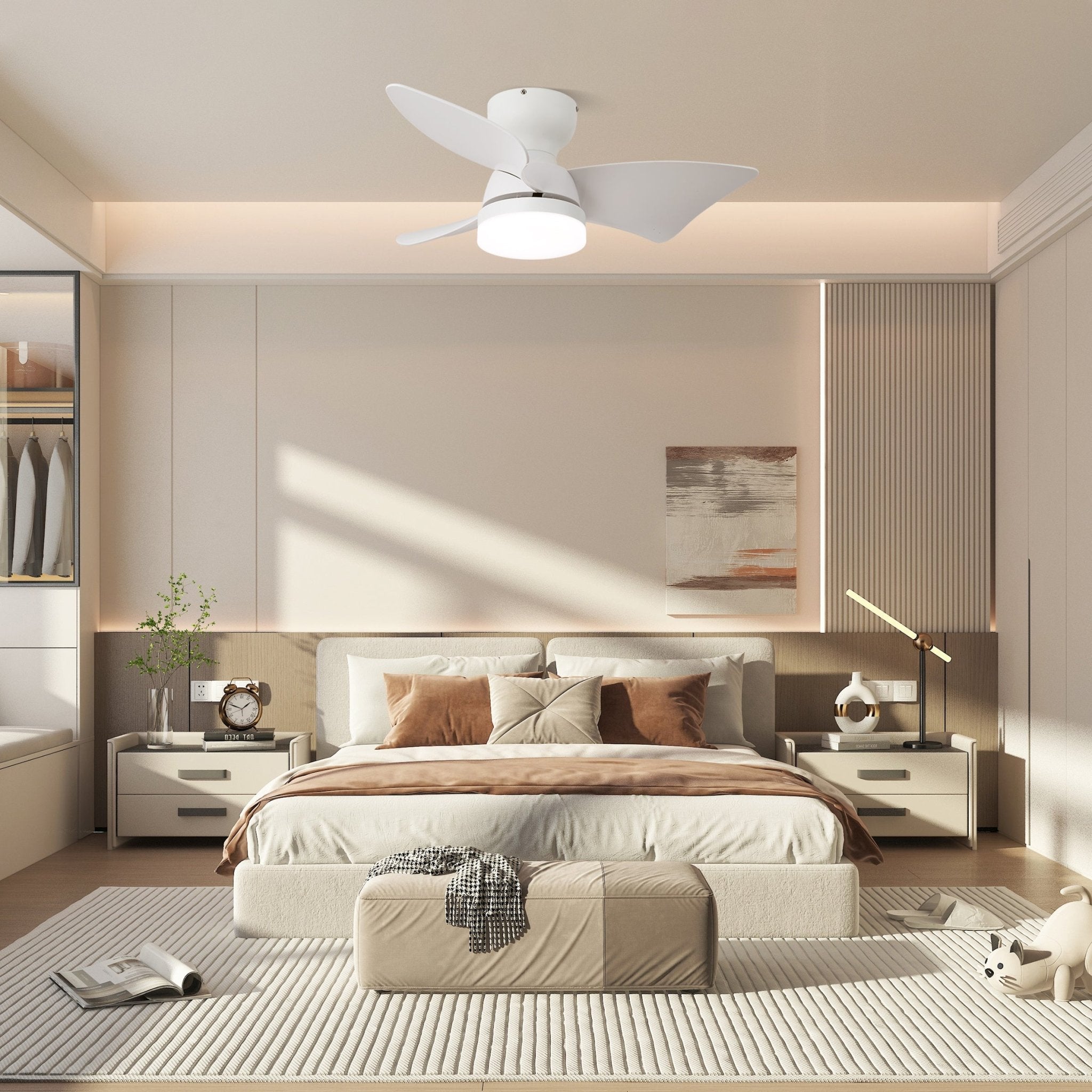 Mirella Silver Wood Ceiling Fan Light-Neutral Decor