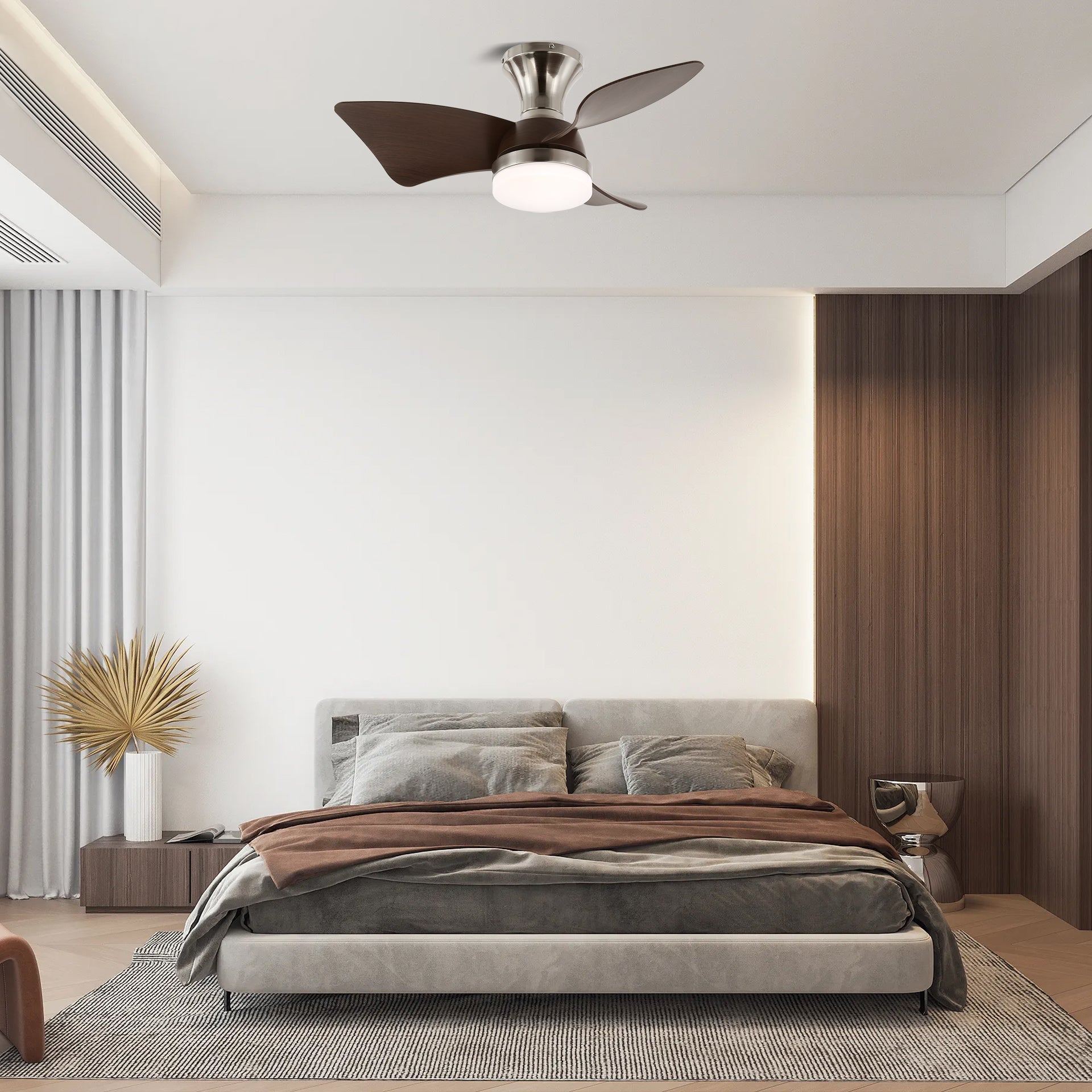 Mirella Silver Wood Ceiling Fan Light-Neutral Decor