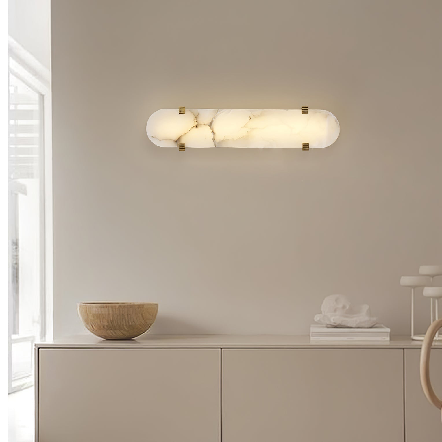 Lunaris Modern Alabaster Wall Light-Neutral Decor