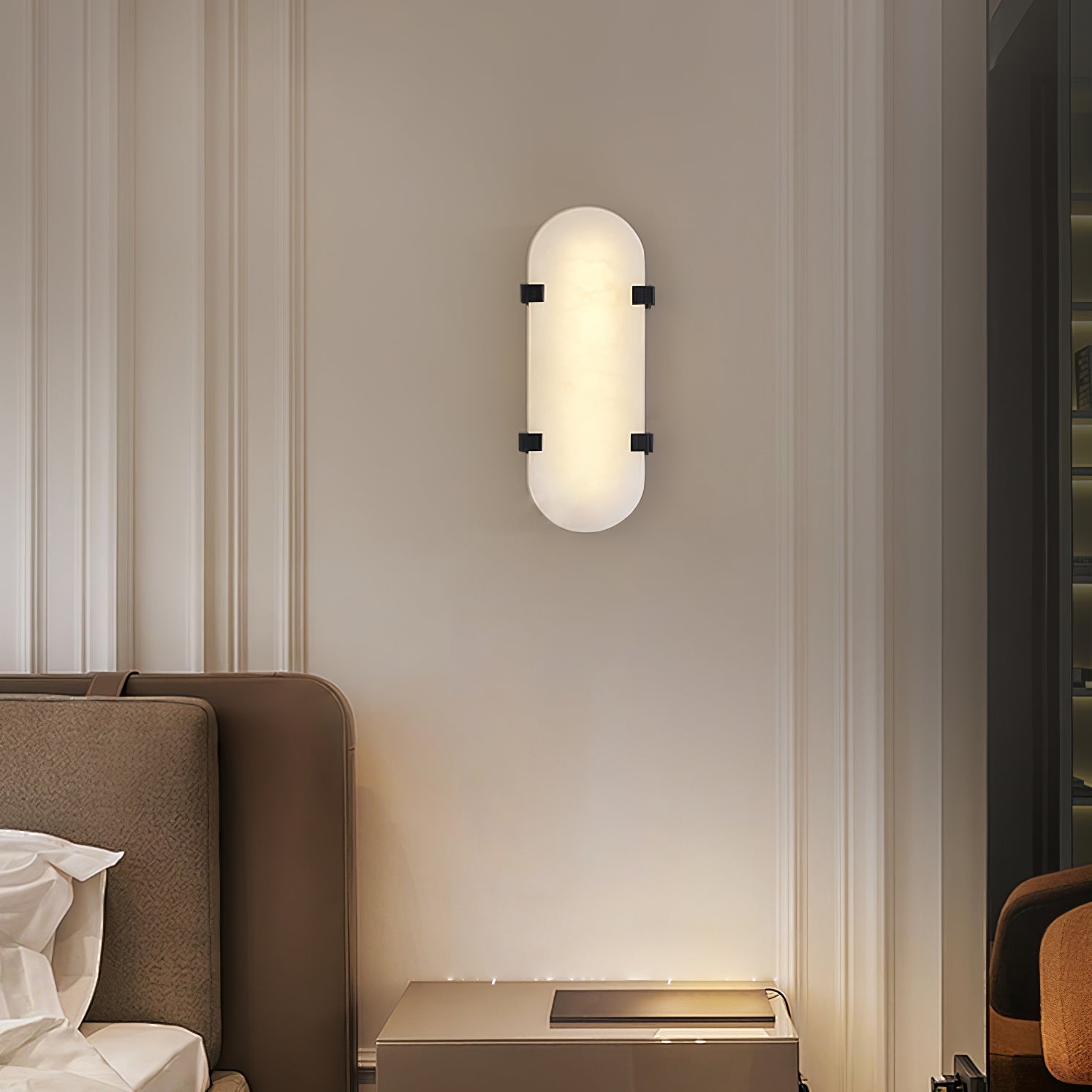 Lunaris Modern Alabaster Wall Light-Neutral Decor