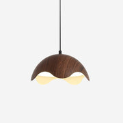 Pendant Lamp Wood-Grain Metal Shade Wave Ambient Minimalist