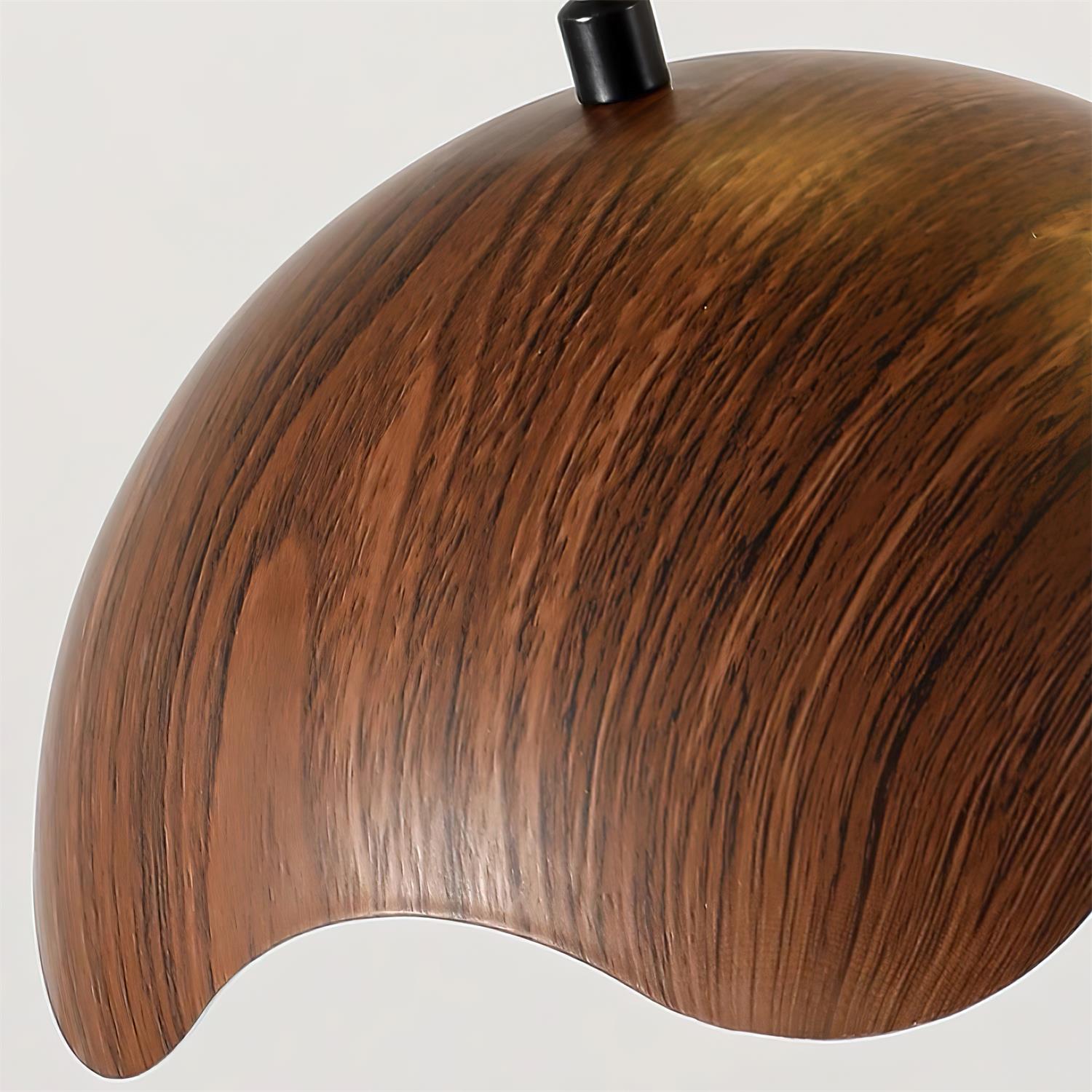 Pendant Lamp Wood-Grain Metal Shade Wave Ambient Minimalist