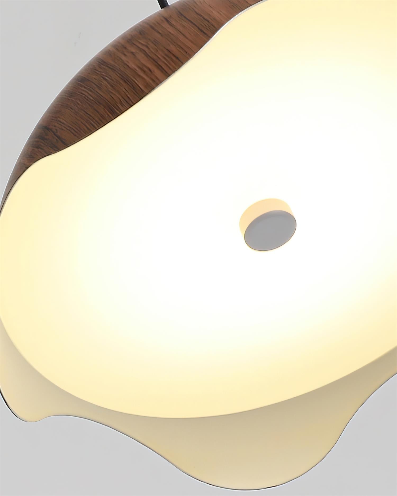 Pendant Lamp Wood-Grain Metal Shade Wave Ambient Minimalist