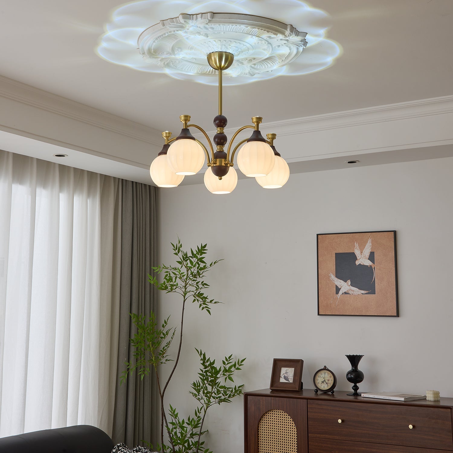 Illoros Traditional Elegance Wood Chandelier-Neutral Decor