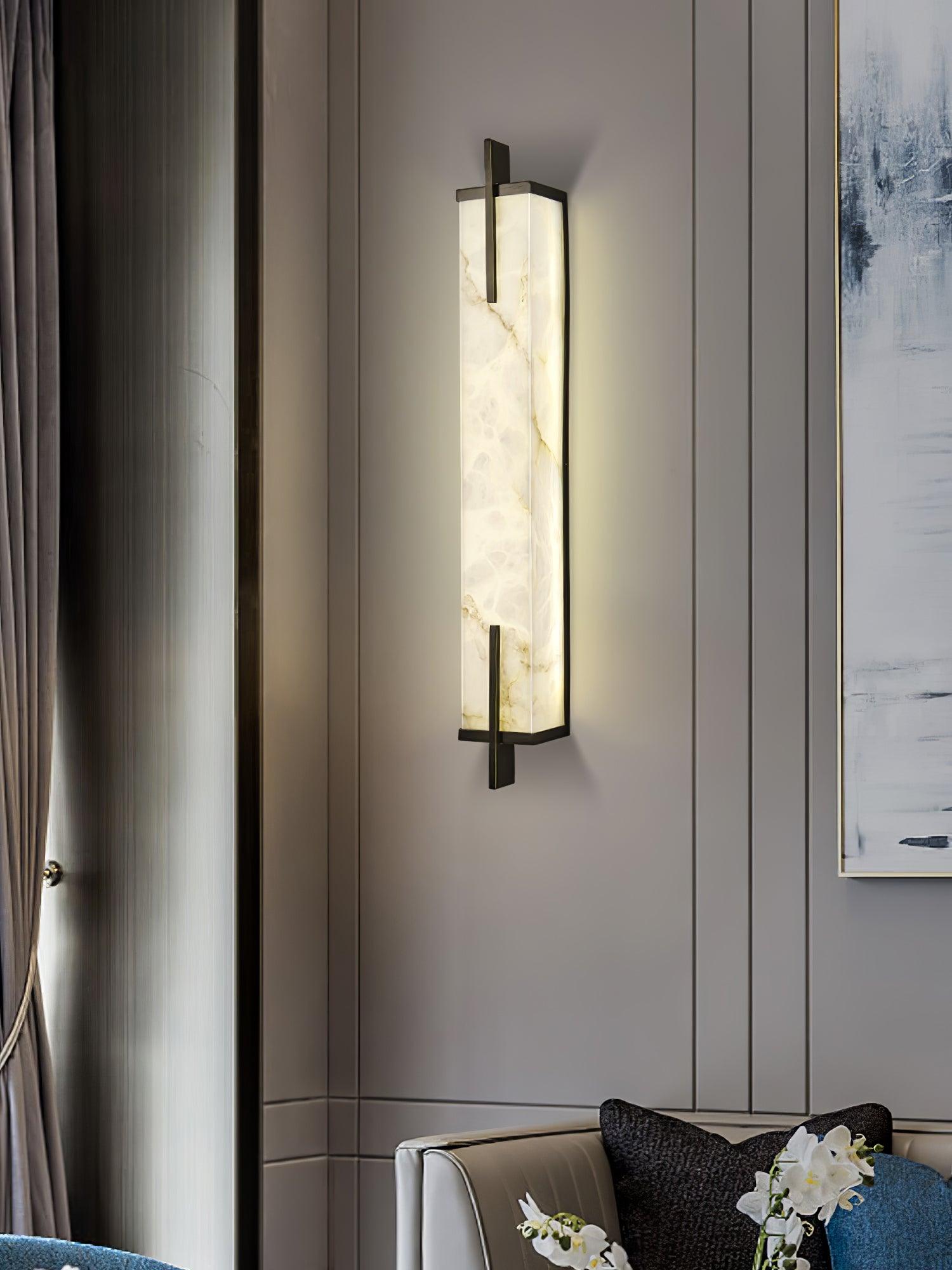 Komino Rectangular Alabaster Wall Light-Neutral Decor