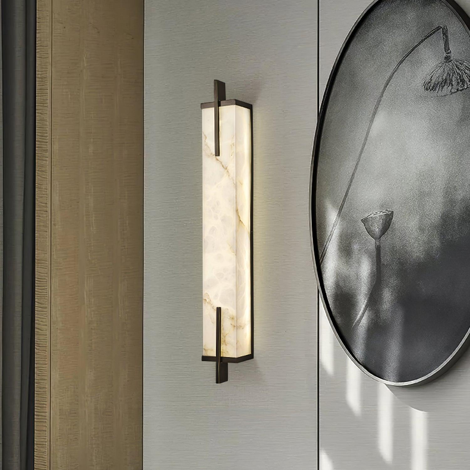 Komino Rectangular Alabaster Wall Light-Neutral Decor