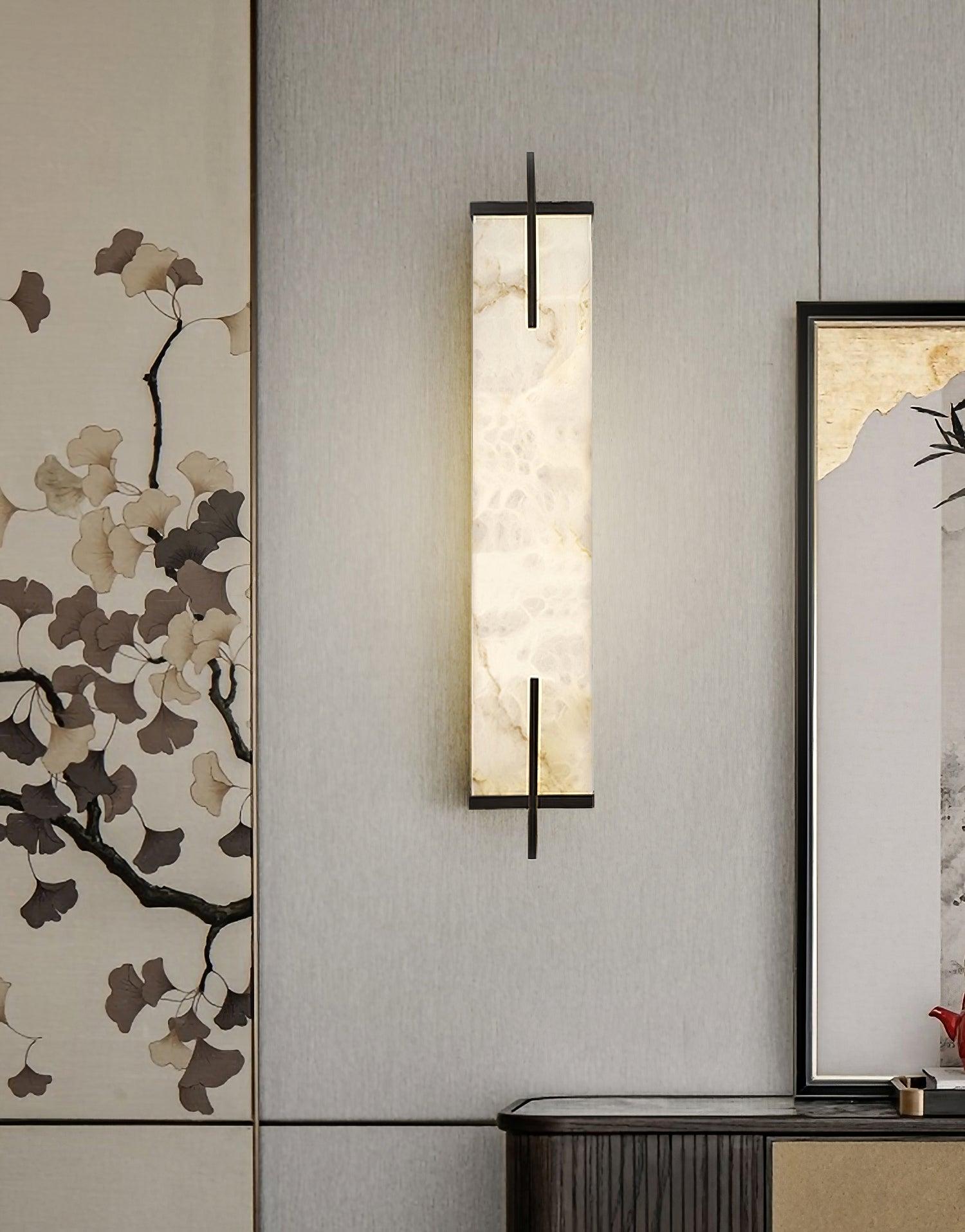Komino Rectangular Alabaster Wall Light-Neutral Decor