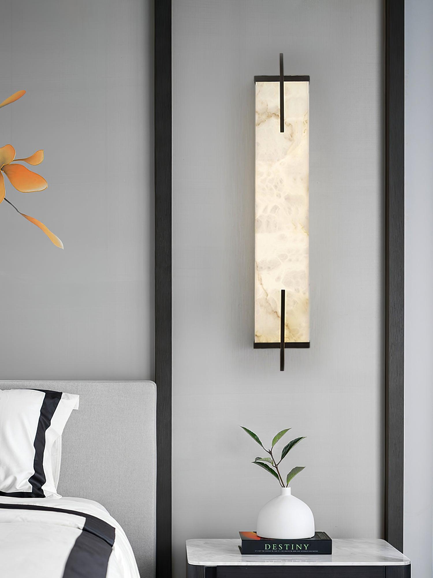 Komino Rectangular Alabaster Wall Light-Neutral Decor