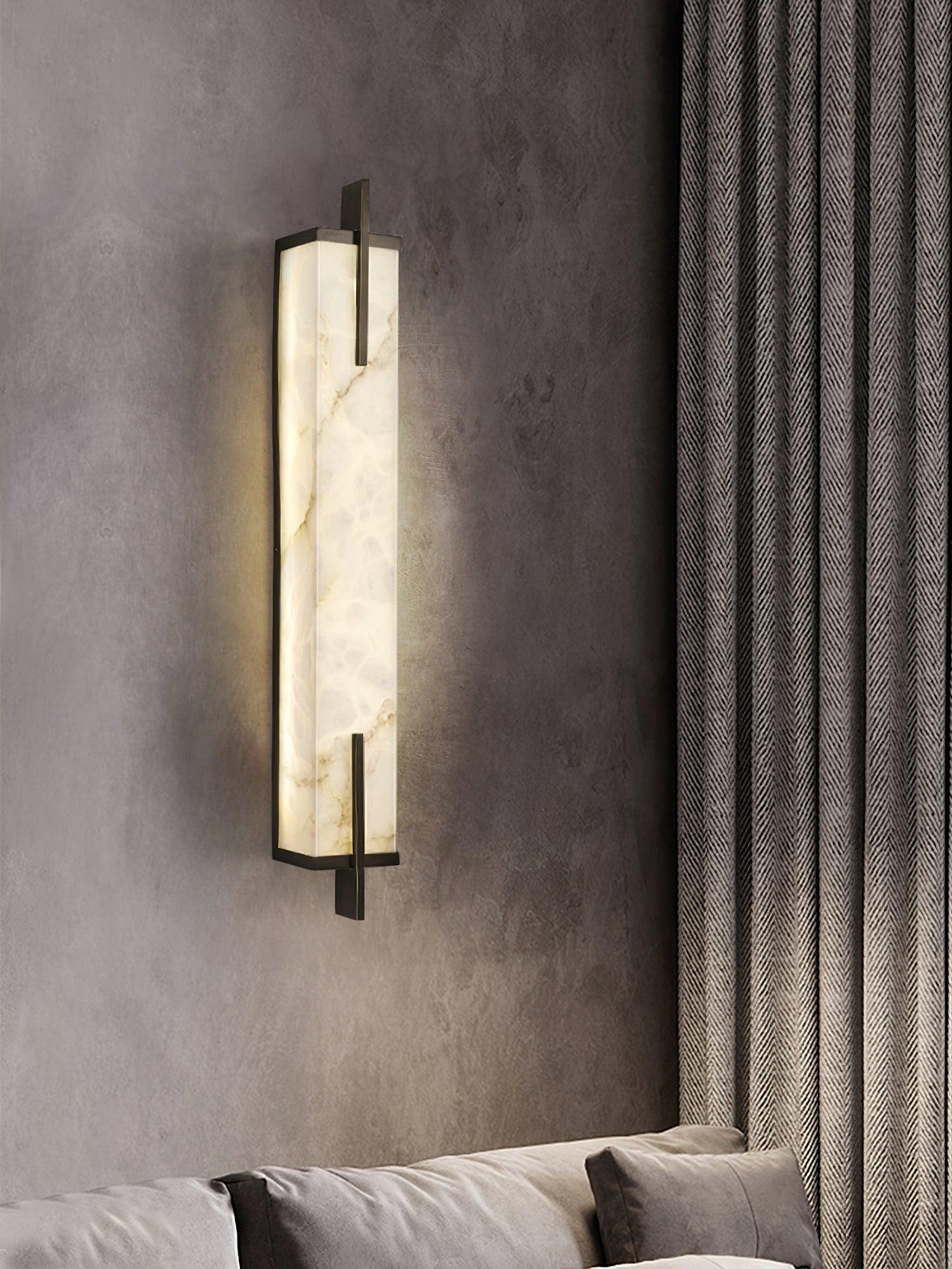 Komino Rectangular Alabaster Wall Light-Neutral Decor