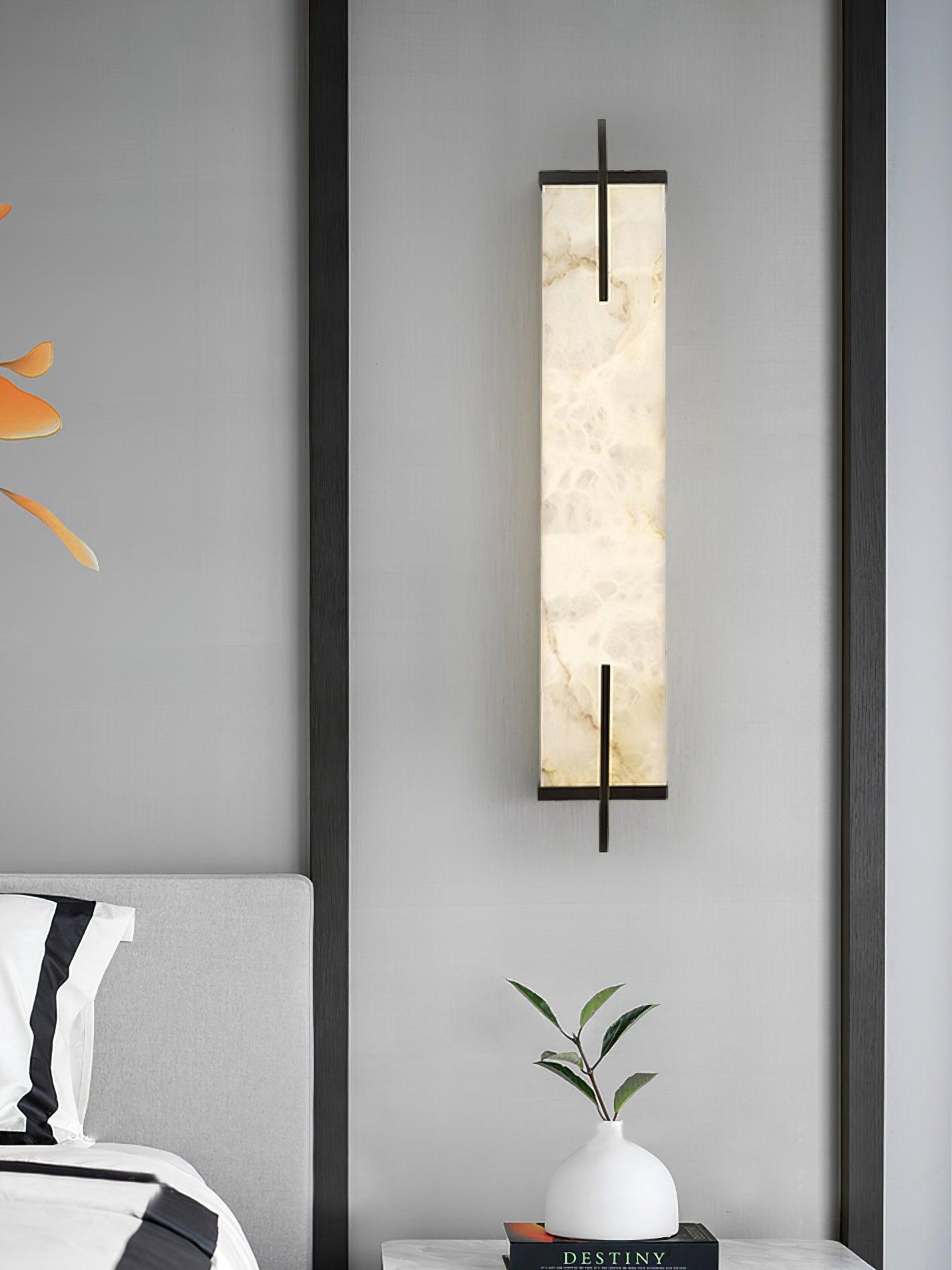 Komino Rectangular Alabaster Wall Light-Neutral Decor