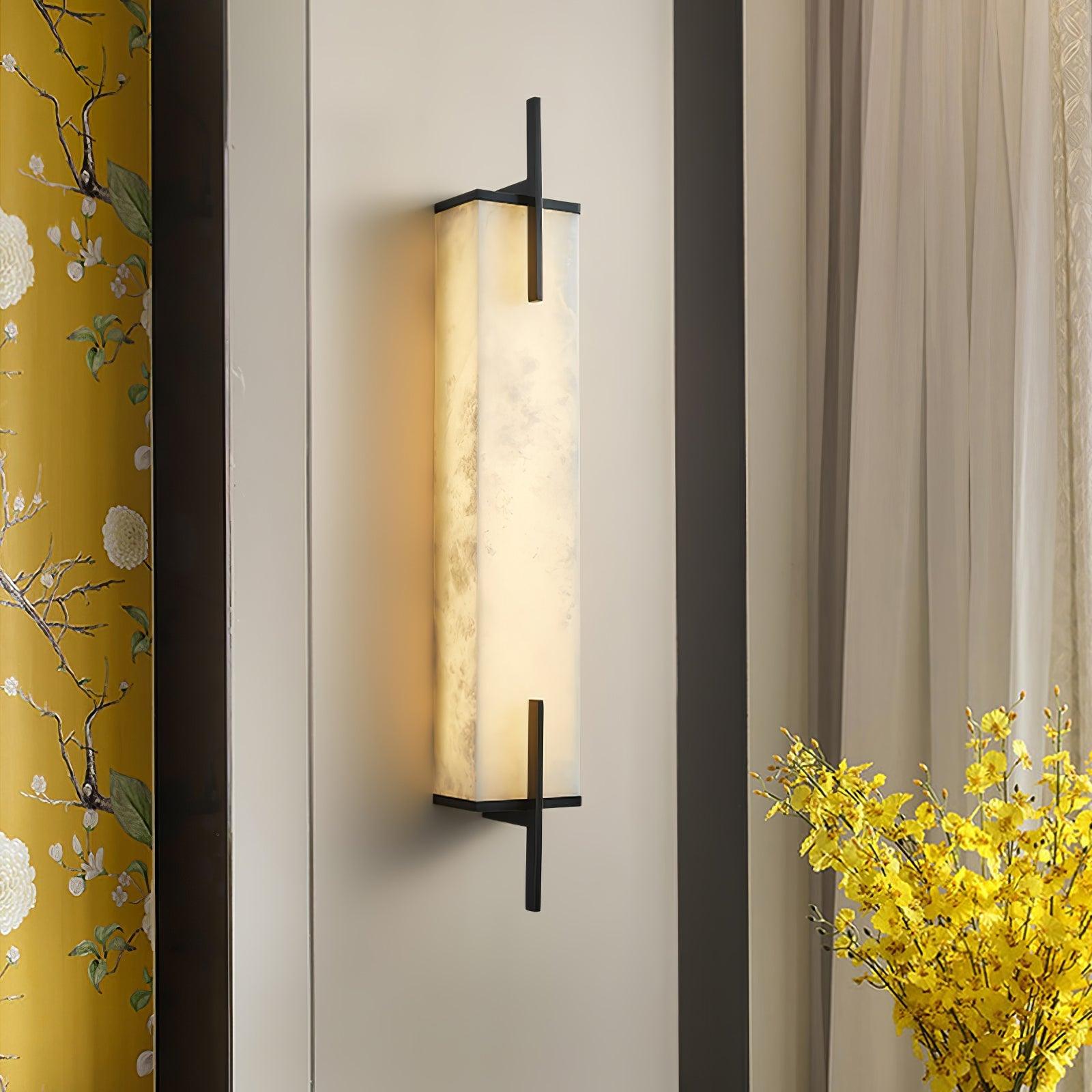 Komino Rectangular Alabaster Wall Light-Neutral Decor