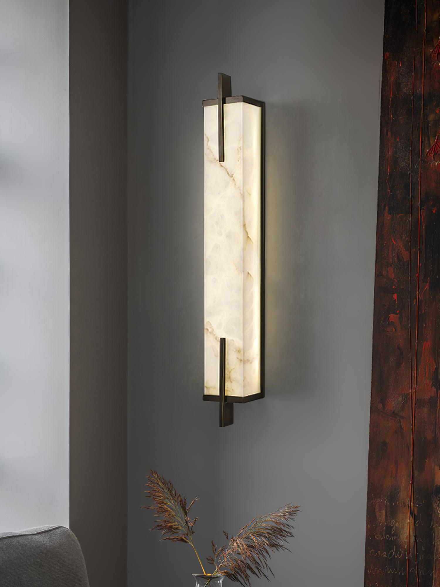 Komino Rectangular Alabaster Wall Light-Neutral Decor