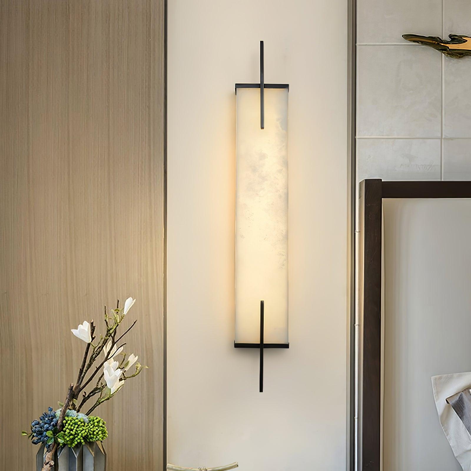 Komino Rectangular Alabaster Wall Light-Neutral Decor