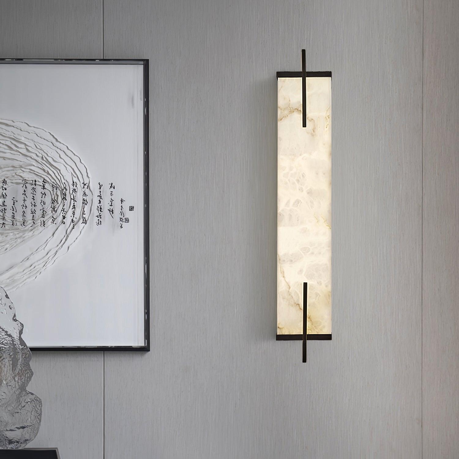 Komino Rectangular Alabaster Wall Light-Neutral Decor