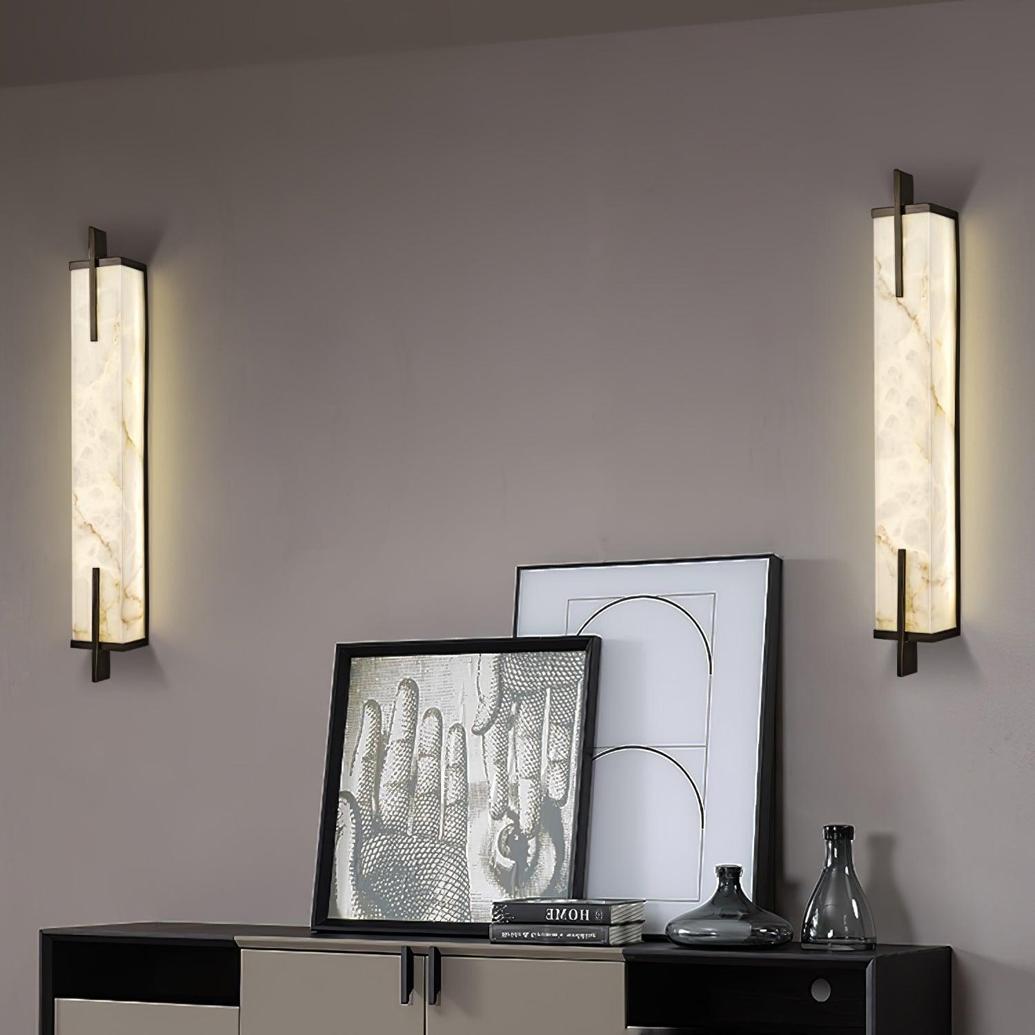 Komino Rectangular Alabaster Wall Light-Neutral Decor