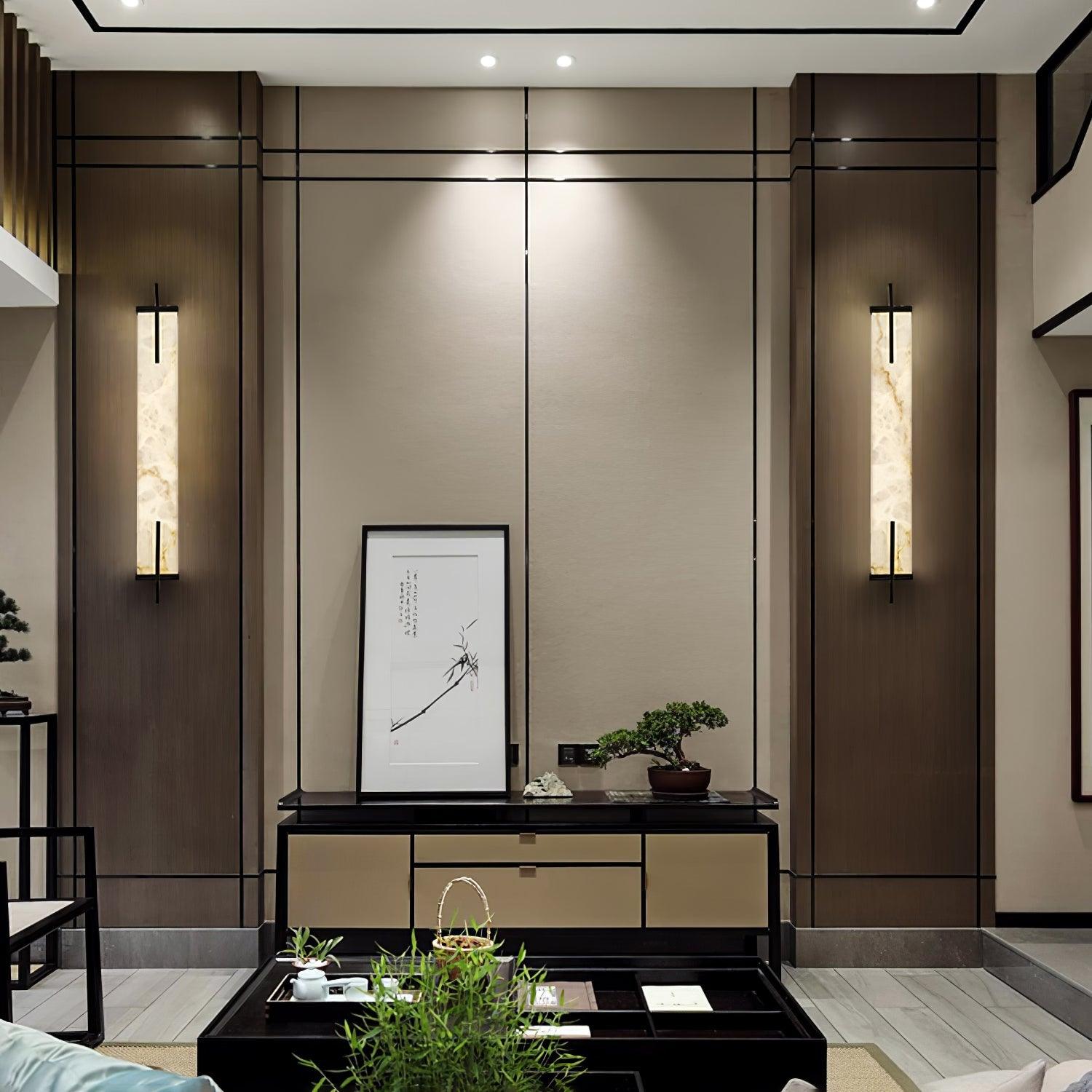 Komino Rectangular Alabaster Wall Light-Neutral Decor