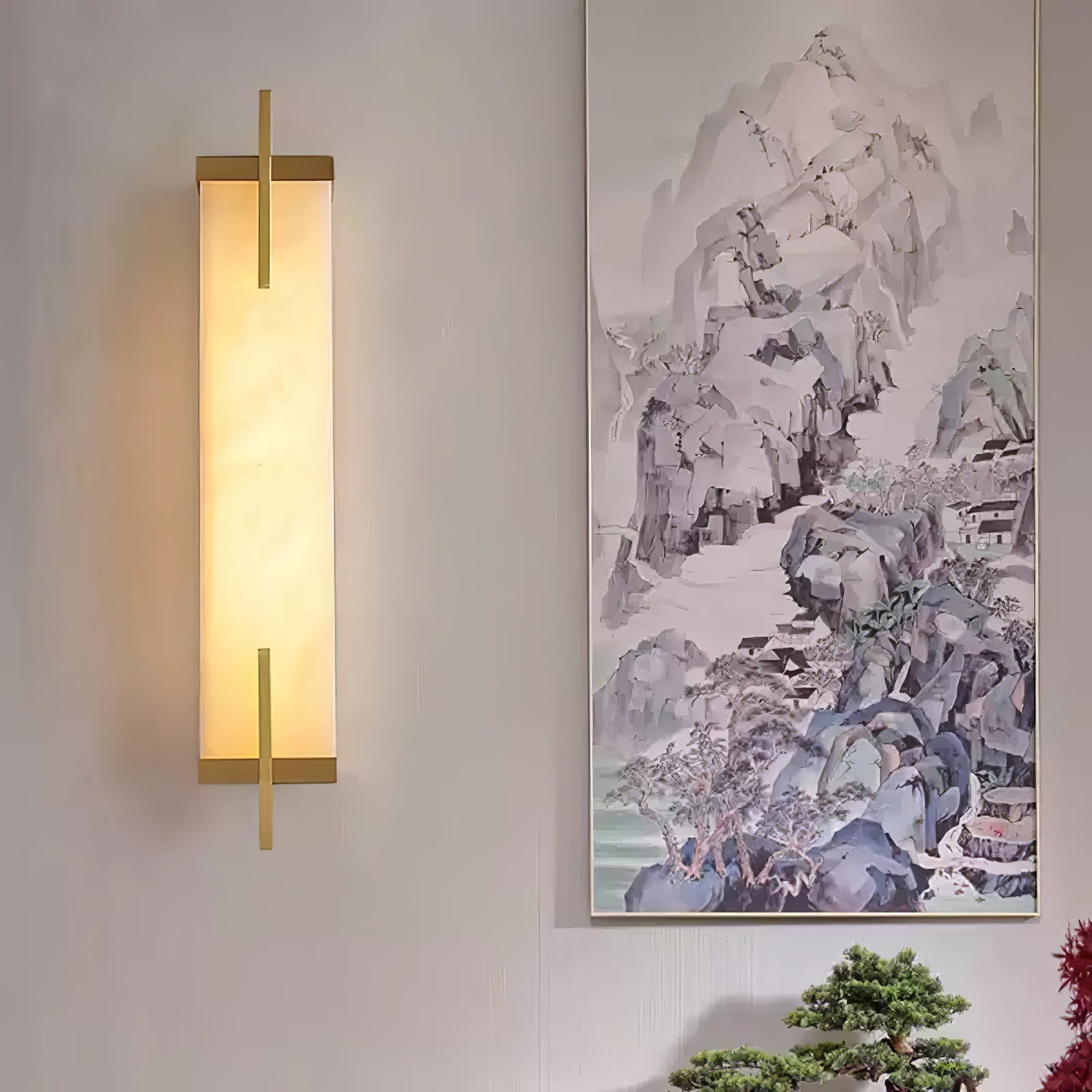 Komino Rectangular Alabaster Wall Light-Neutral Decor