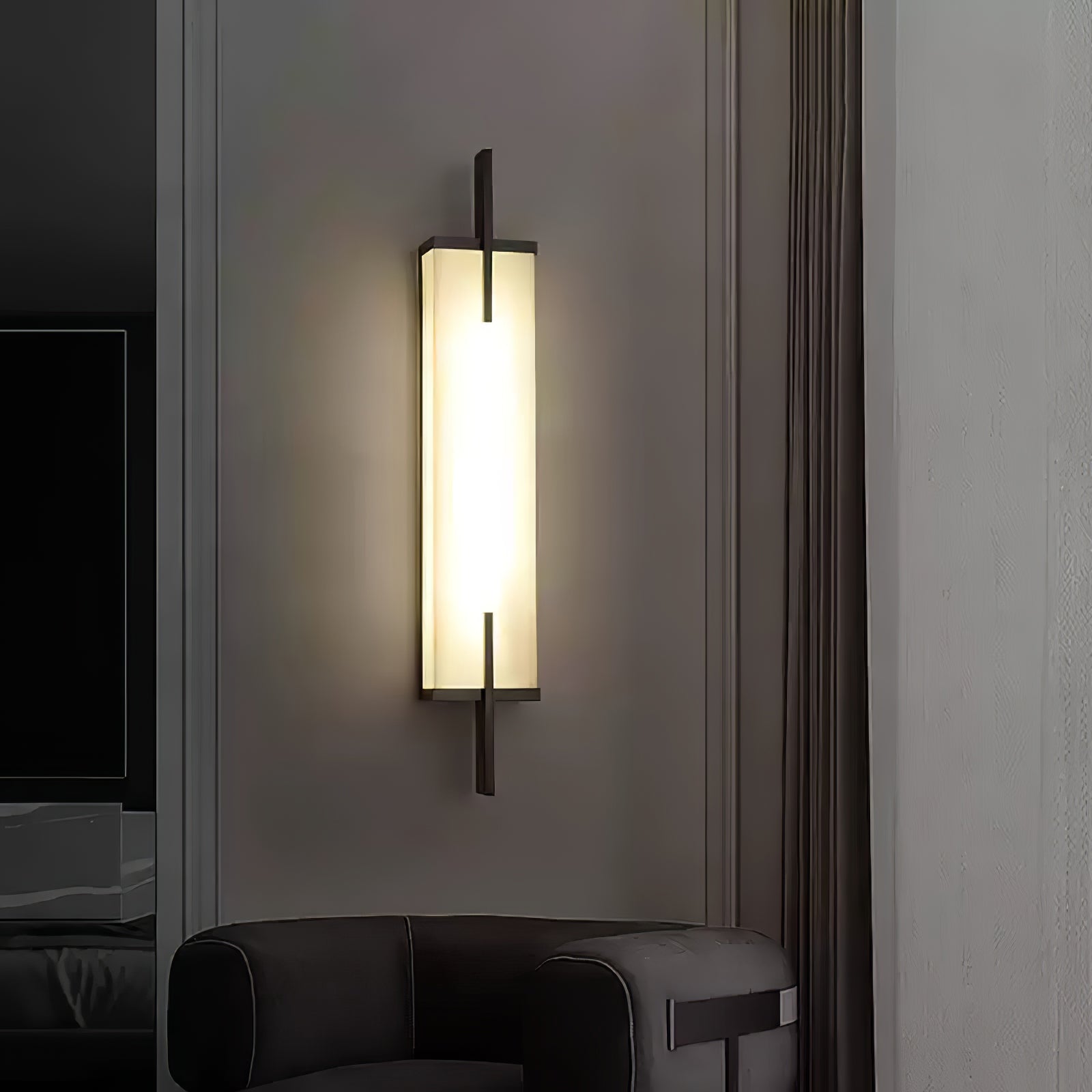Komino Rectangular Alabaster Wall Light-Neutral Decor