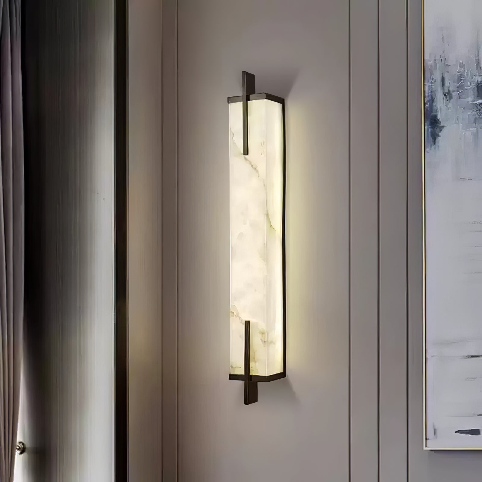 Komino Rectangular Alabaster Wall Light-Neutral Decor