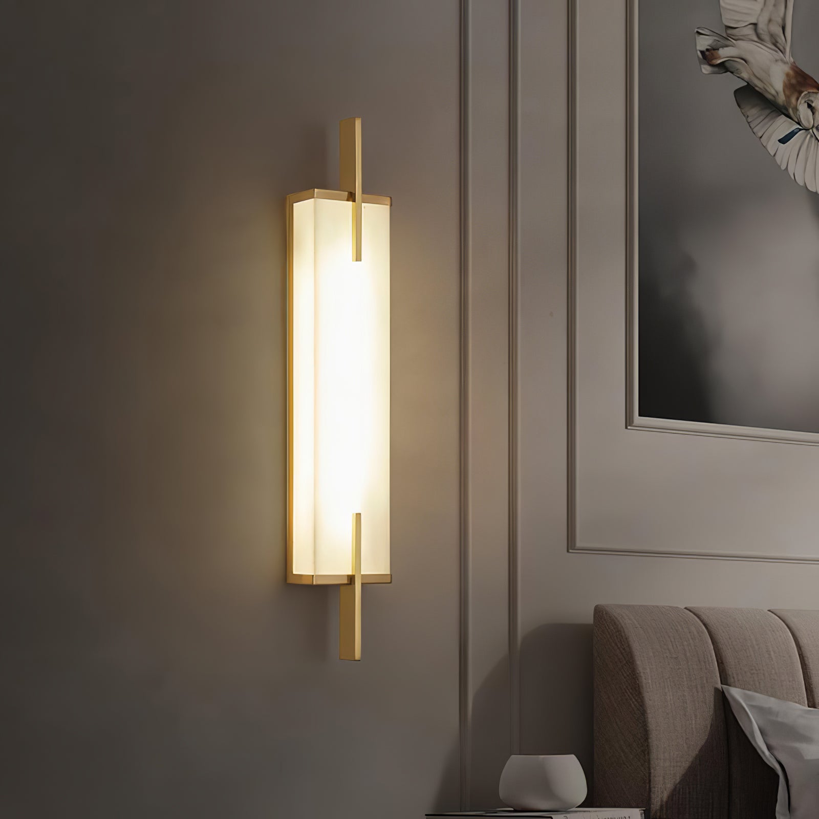 Komino Rectangular Alabaster Wall Light-Neutral Decor