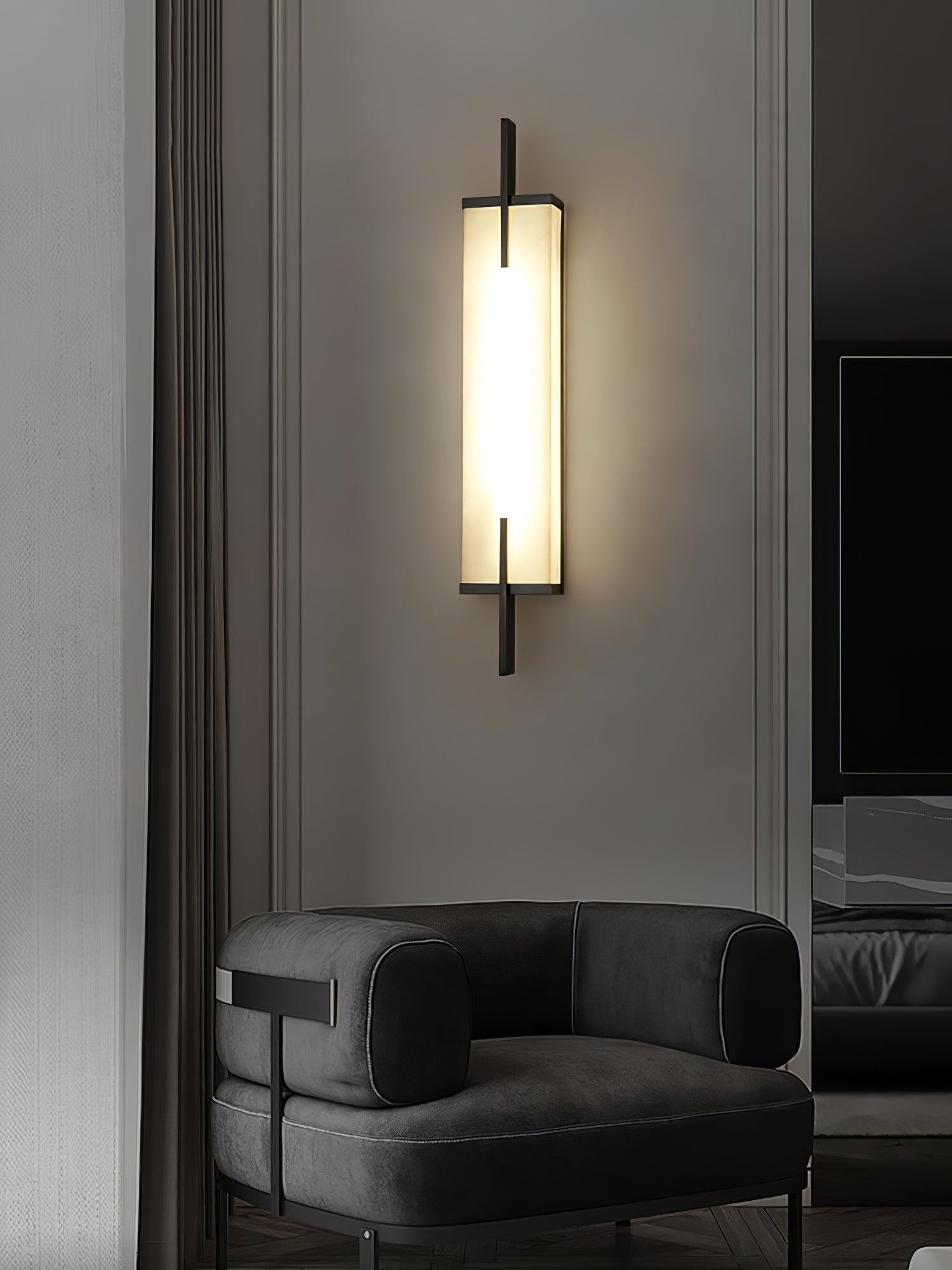 Komino Rectangular Alabaster Wall Light-Neutral Decor