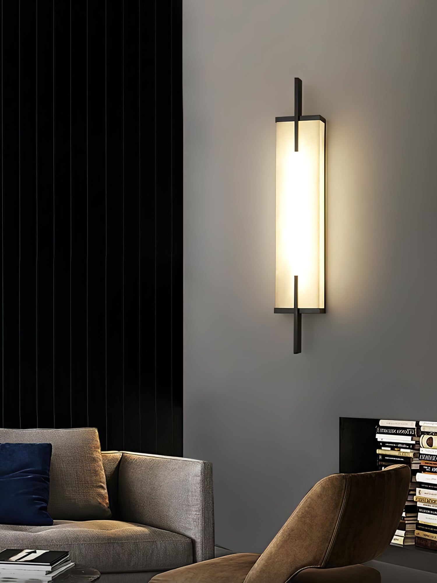 Komino Rectangular Alabaster Wall Light-Neutral Decor