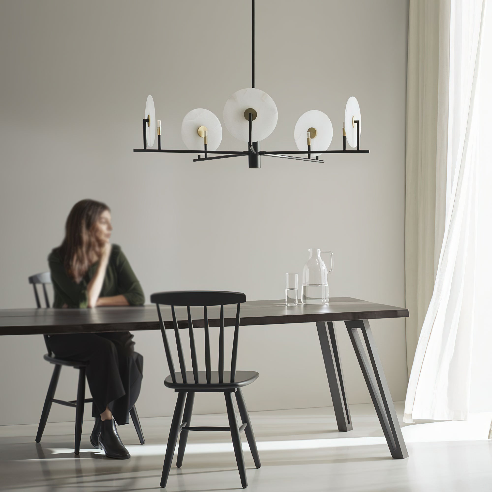 Callisto Chandelier Alabaster Moon Discs