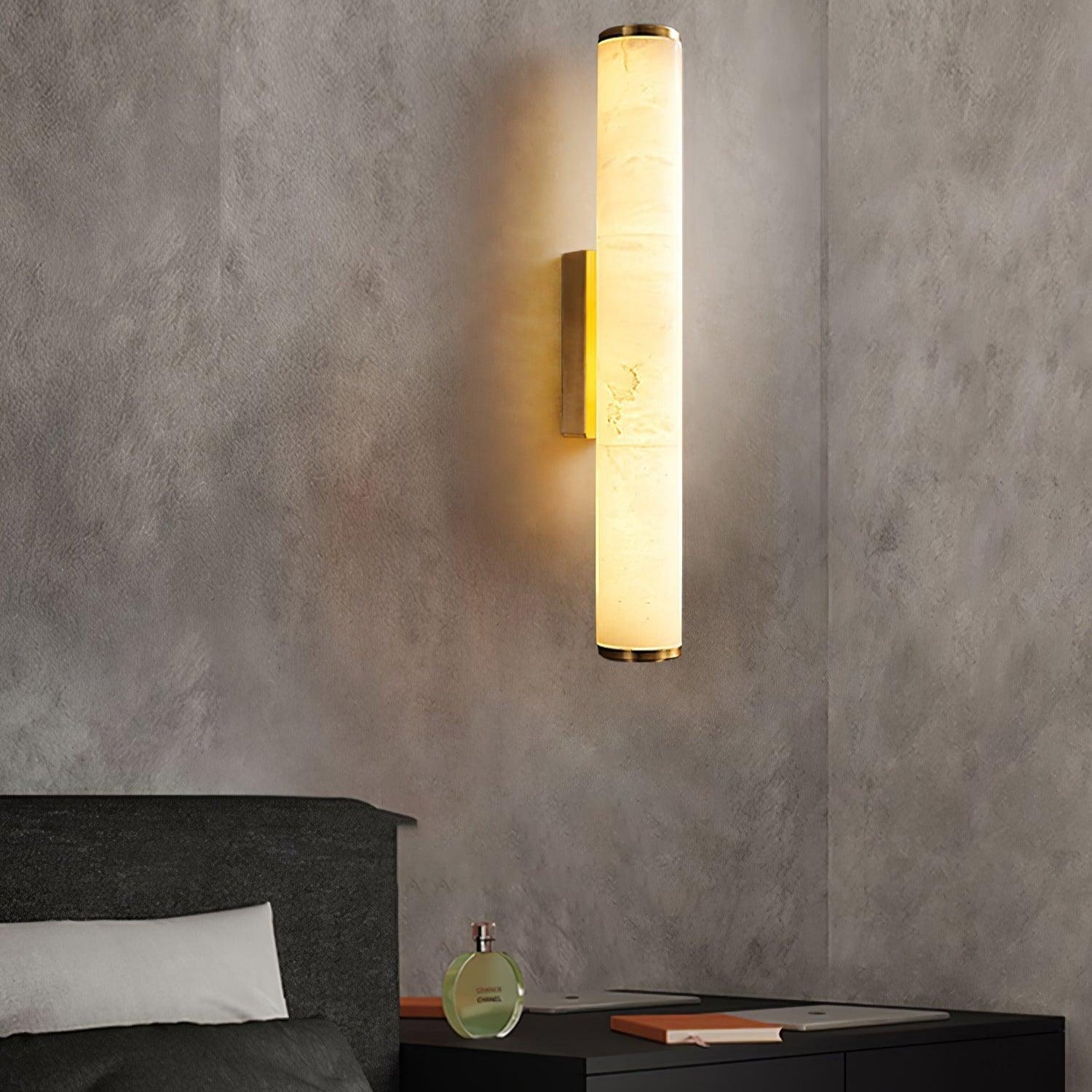 Kristy Alabaster  Vertical Cylindrical Wall Lamp
