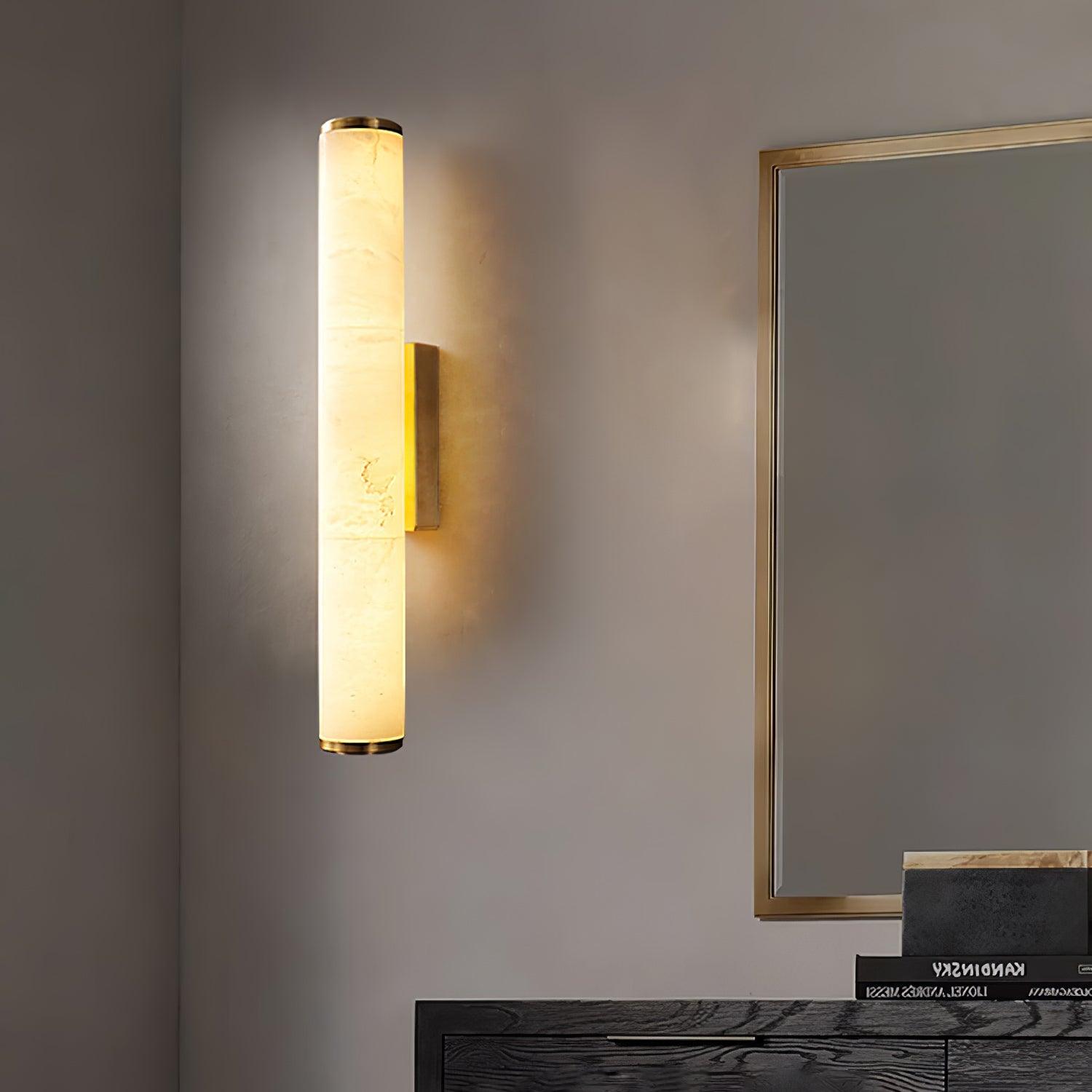 Kristy Alabaster  Vertical Cylindrical Wall Lamp