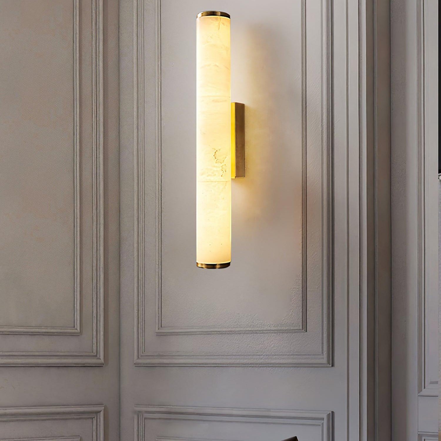 Kristy Alabaster  Vertical Cylindrical Wall Lamp