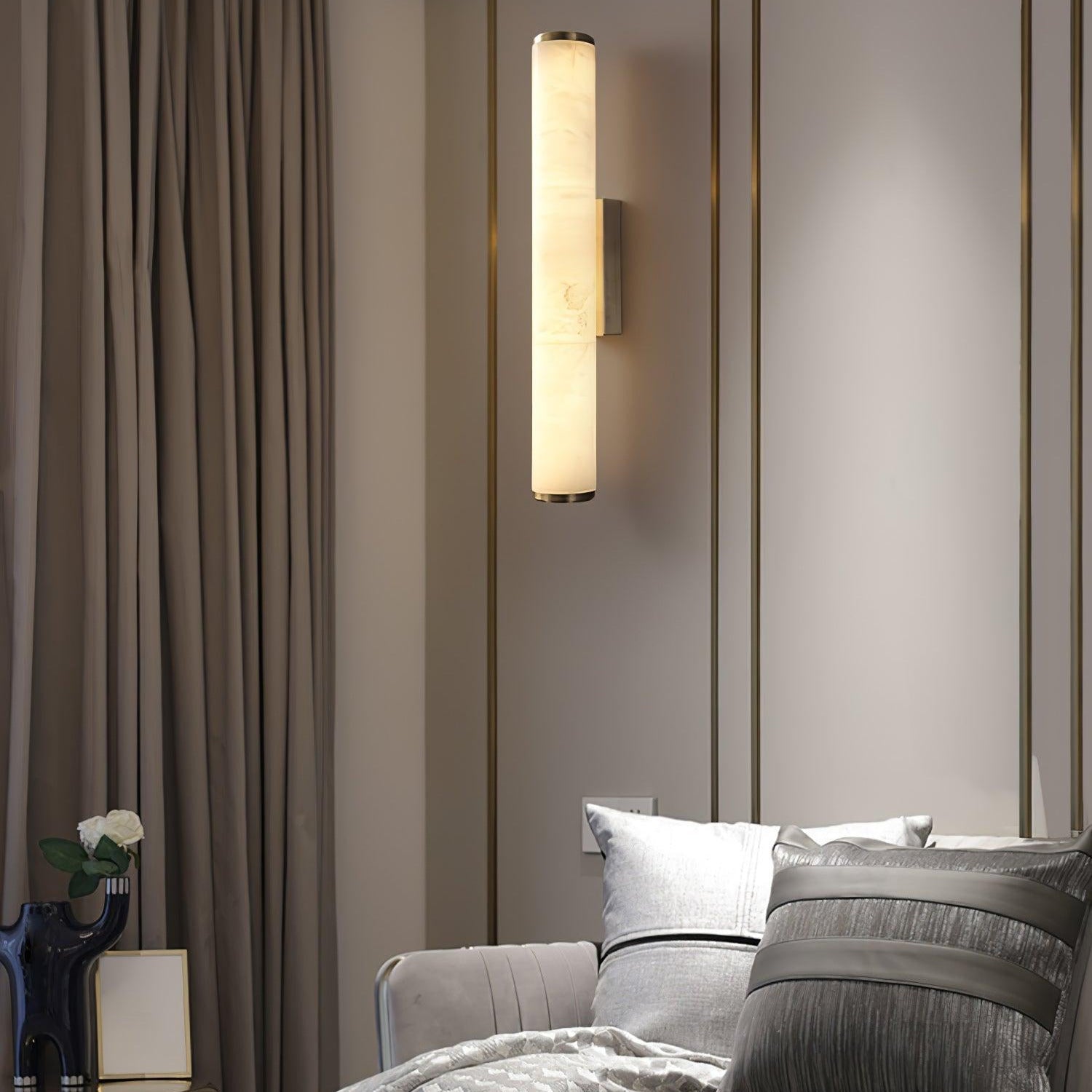 Kristy Alabaster  Vertical Cylindrical Wall Lamp