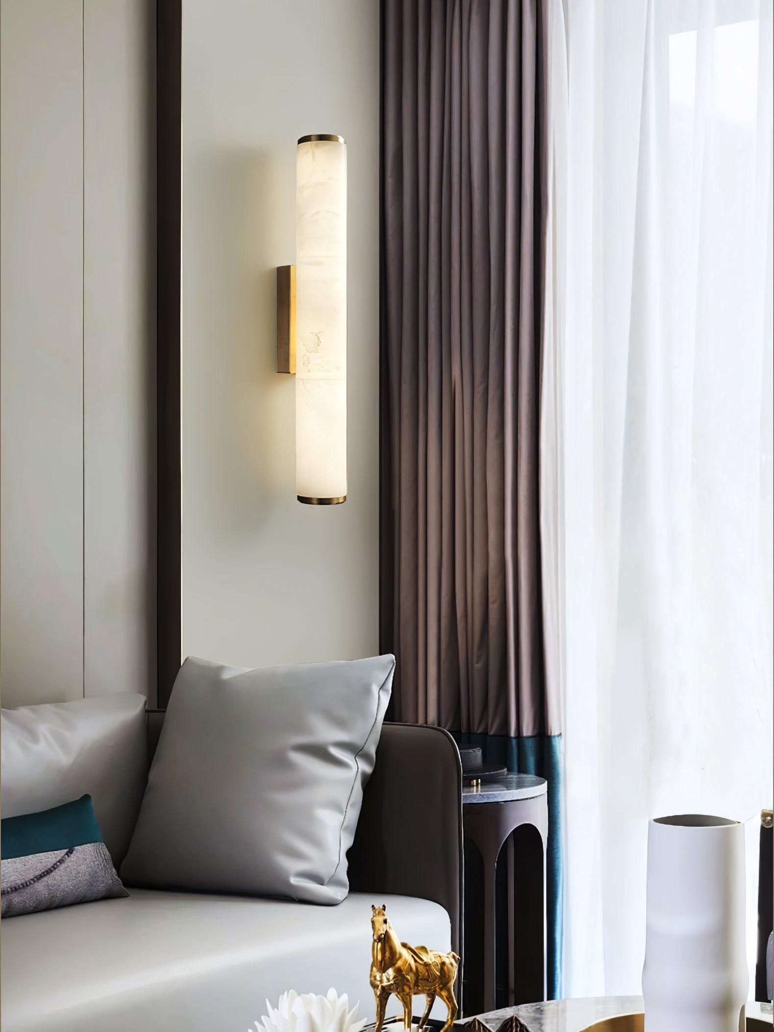 Nyvynor Rectangular Alabaster Wall Light-Neutral Decor