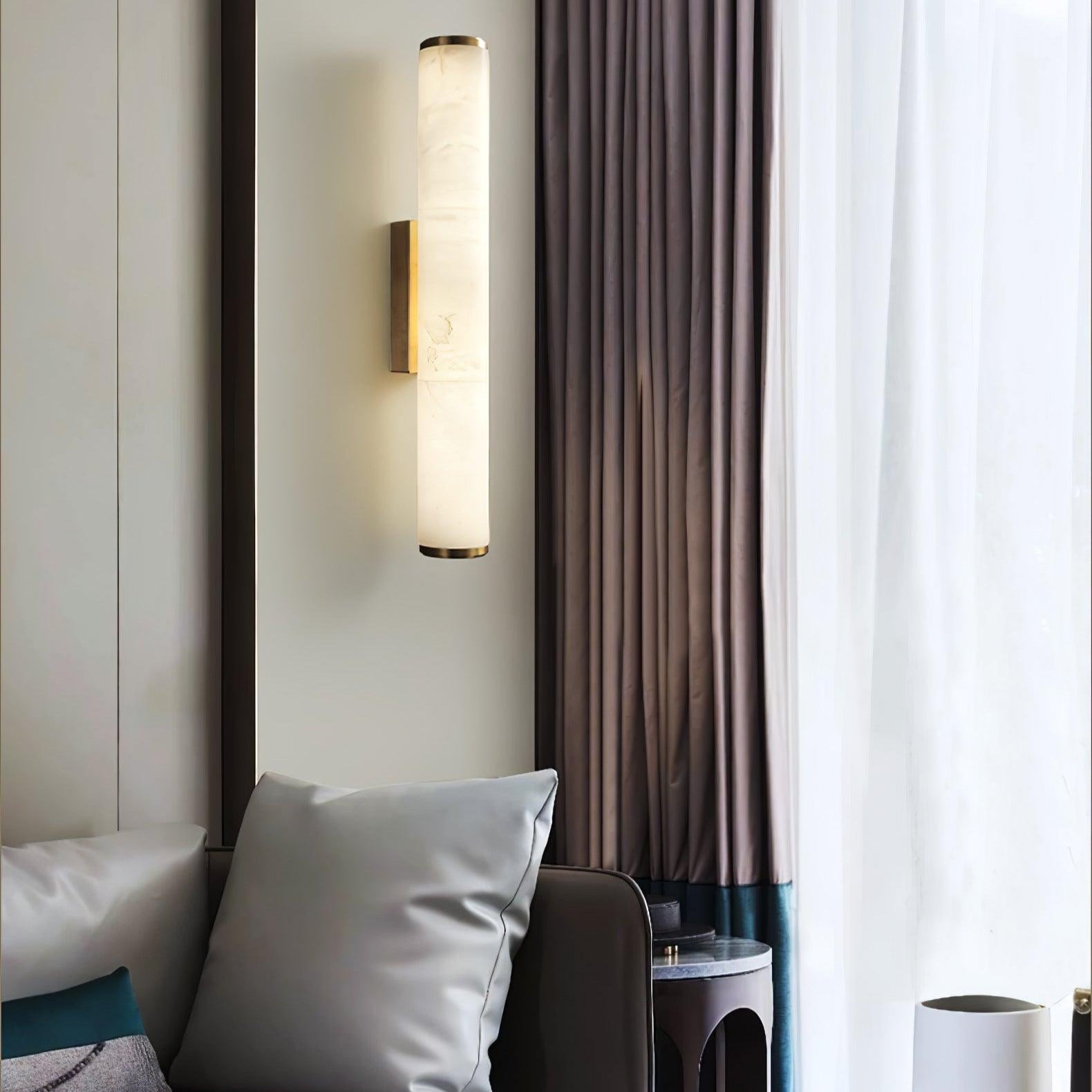 Kristy Alabaster  Vertical Cylindrical Wall Lamp