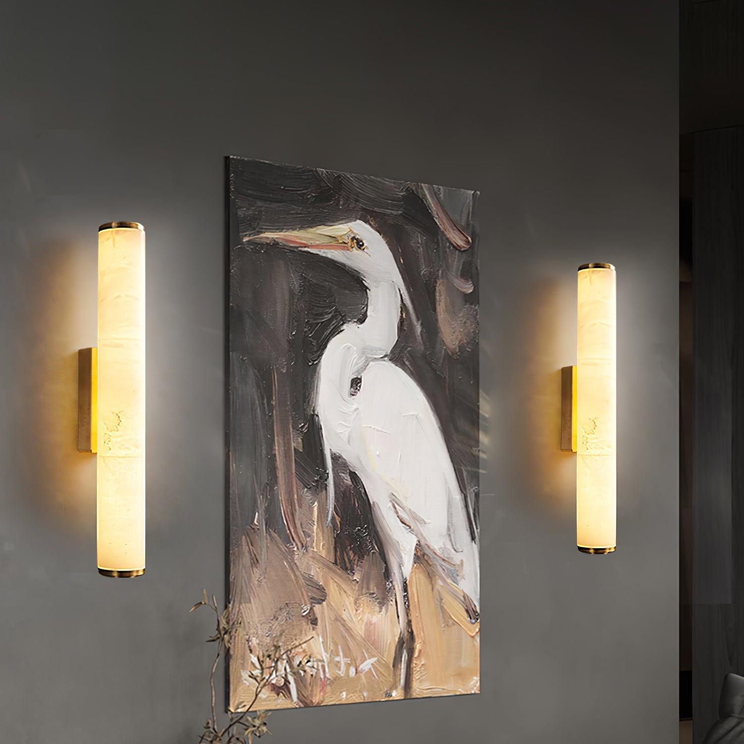 Nyvynor Rectangular Alabaster Wall Light-Neutral Decor